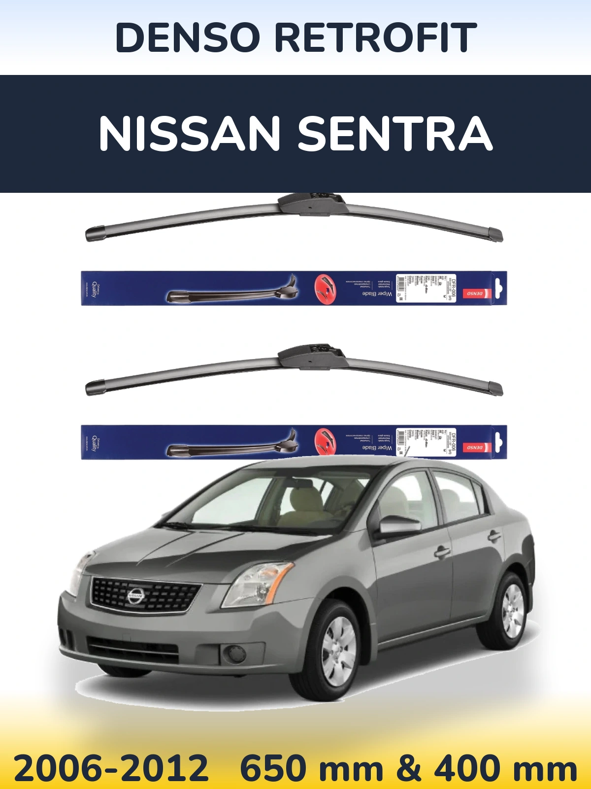 Комплект передних дворников Denso Retrofit 650 & 400 мм для Nissan Sentra 2006-2012