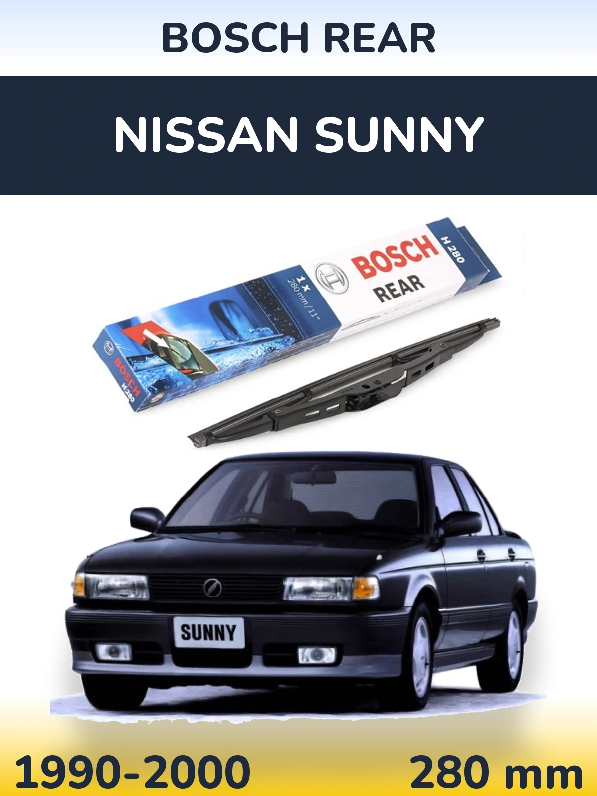 Rear wiper blade BOSCH Rear 280 mm for Nissan Sunny 1990-2000