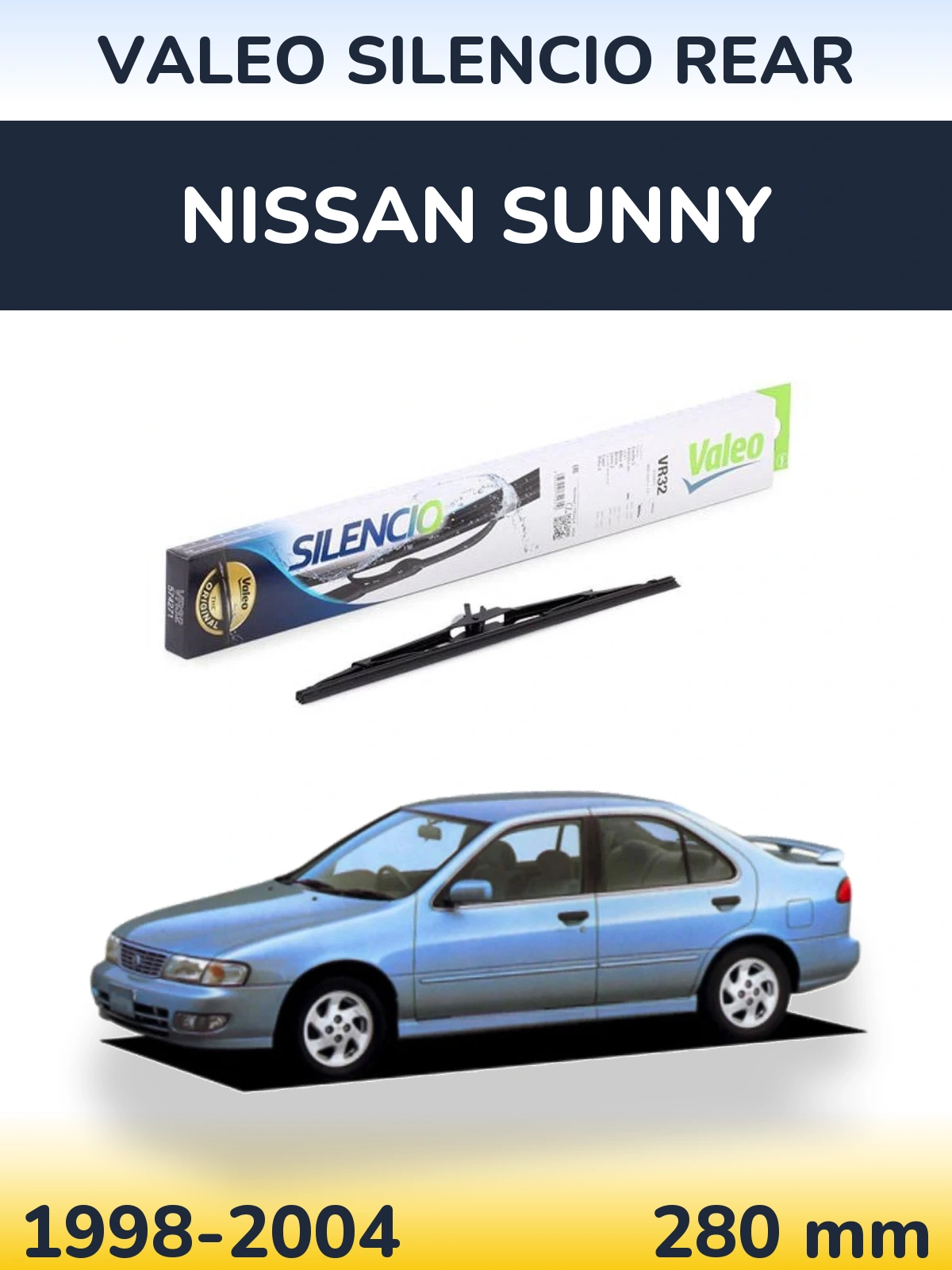 Rear wiper blade Valeo Silencio Rear 280 mm for Nissan Sunny 1998-2004