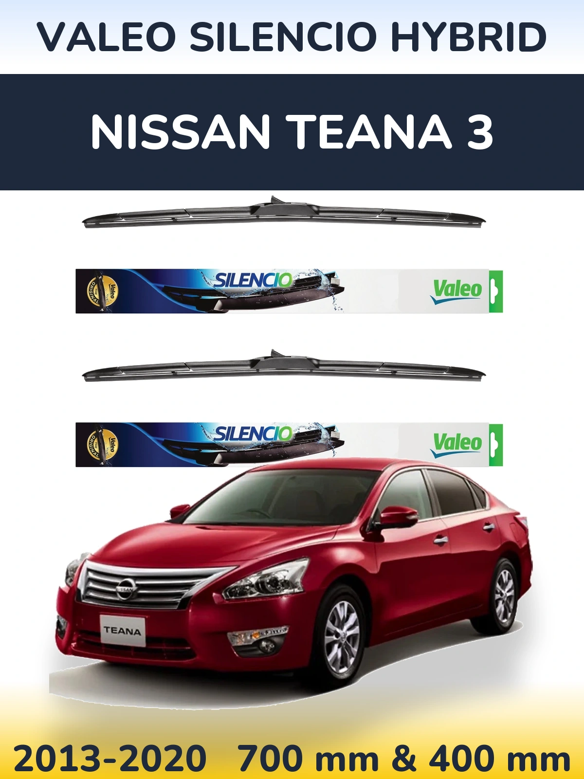 Комплект передніх щіток Valeo Silencio Hybrid 700 & 400 мм для Nissan Teana 3 2013-2020