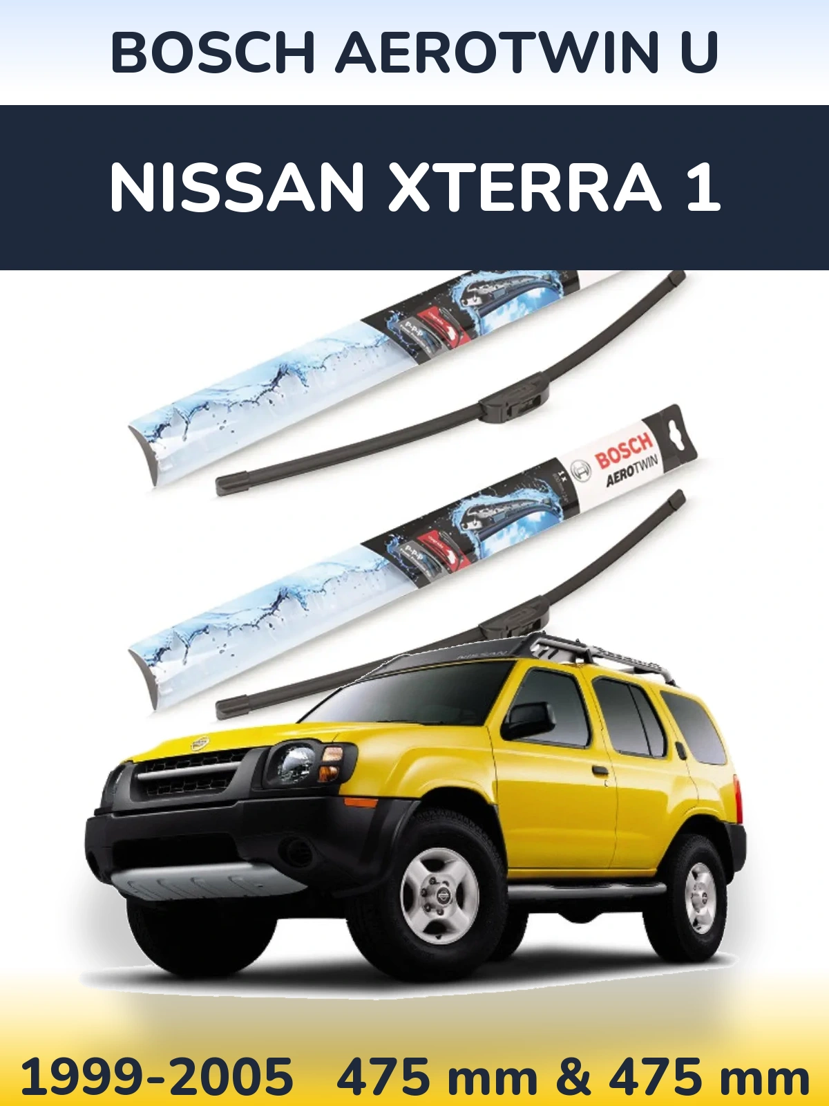 Комплект передних дворников BOSCH AeroTwin U 475 & 475 мм для Nissan Xterra 1 1999-2005