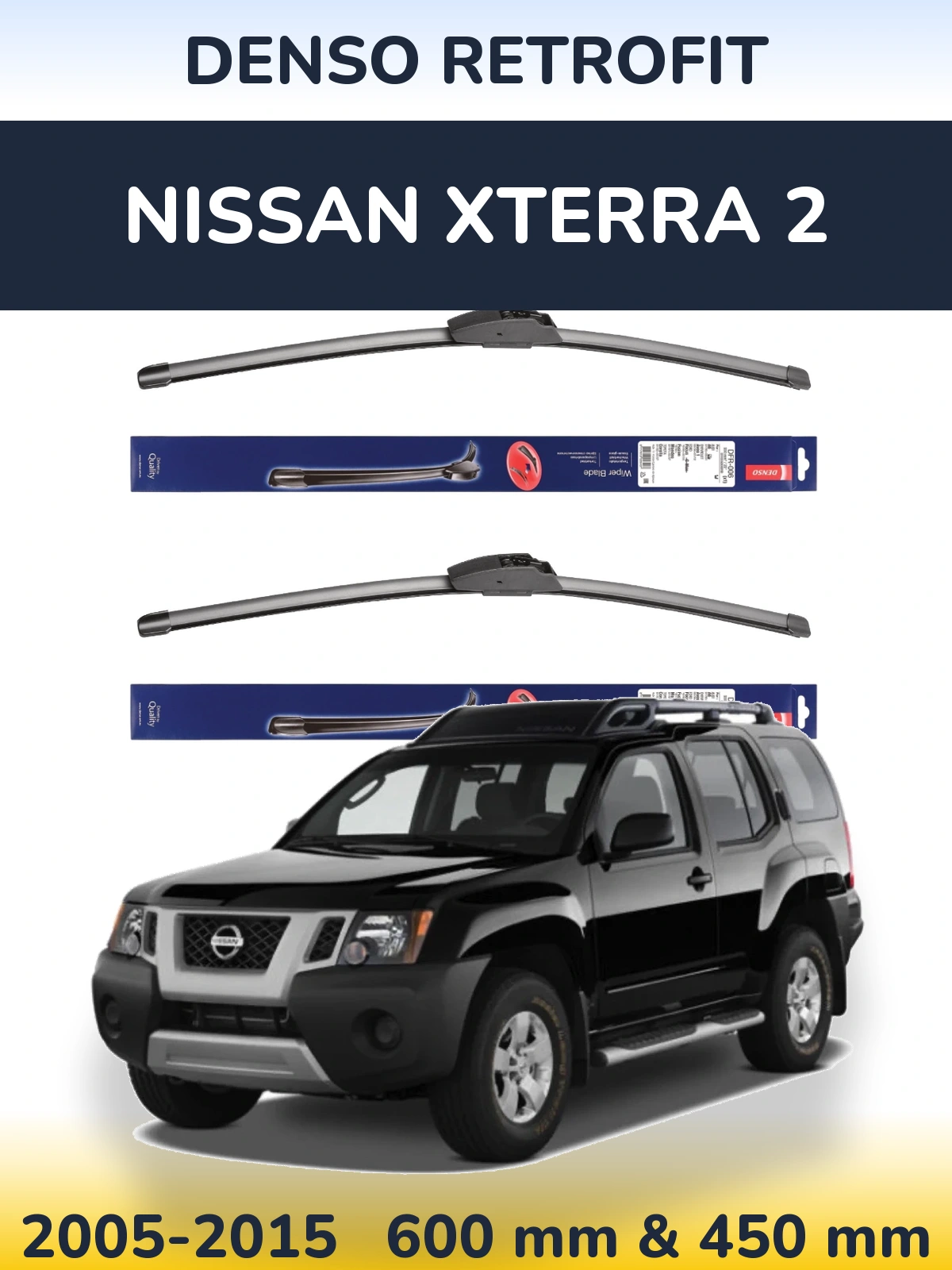 Комплект передніх щіток Denso Retrofit 600 & 450 мм для Nissan Xterra 2 2005-2015