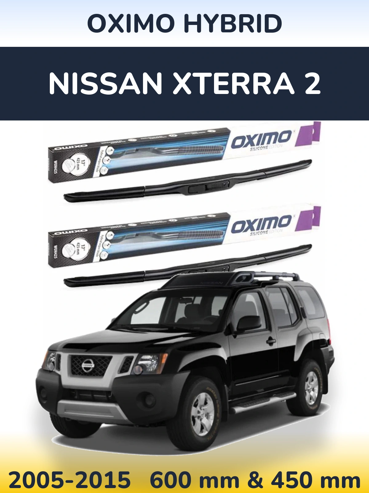 Комплект передніх щіток Oximo Hybrid 600 & 450 мм для Nissan Xterra 2 2005-2015