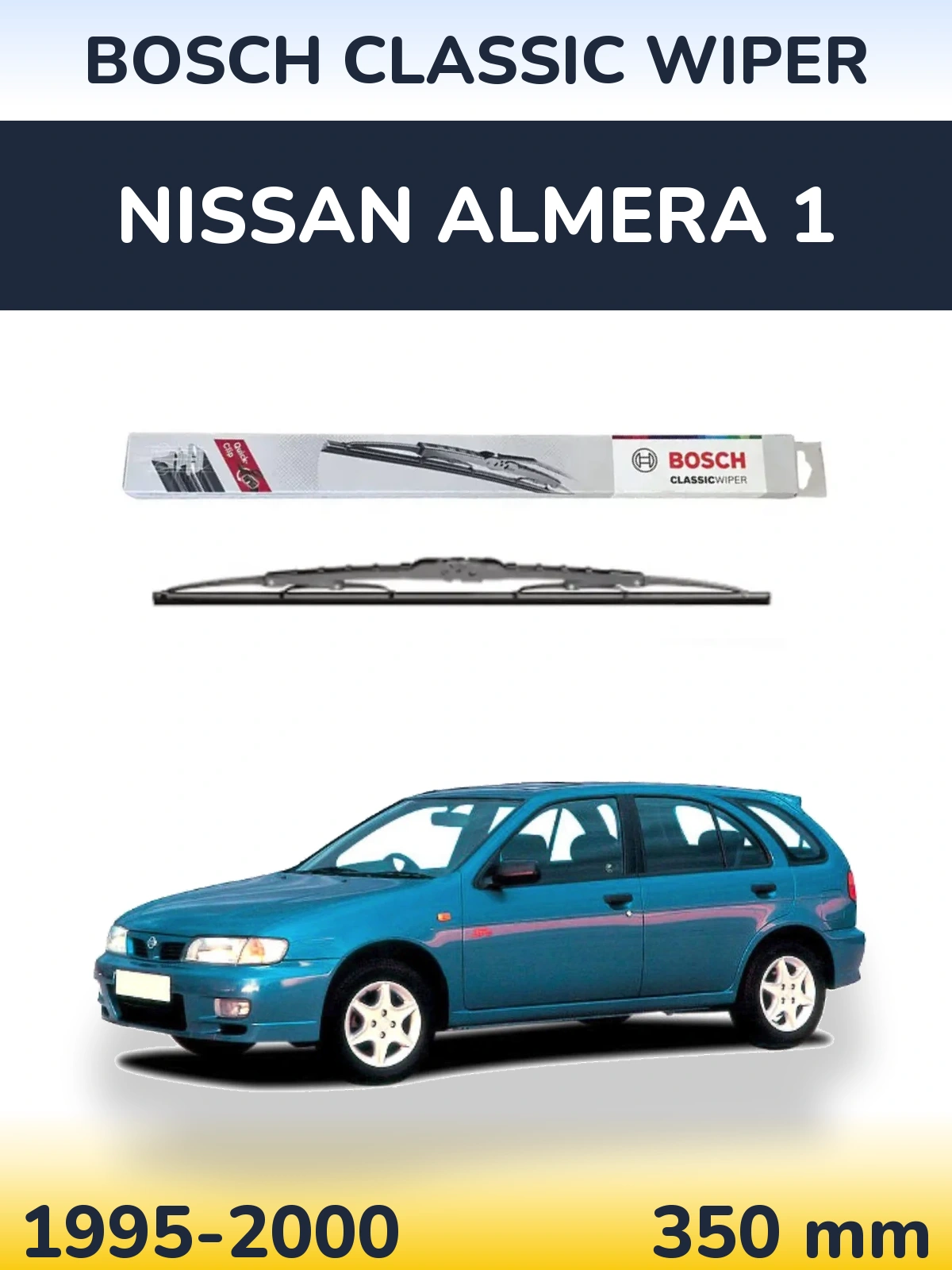 Rear wiper blade BOSCH Classic Wiper 340 mm for Nissan Almera 1 1995-2000