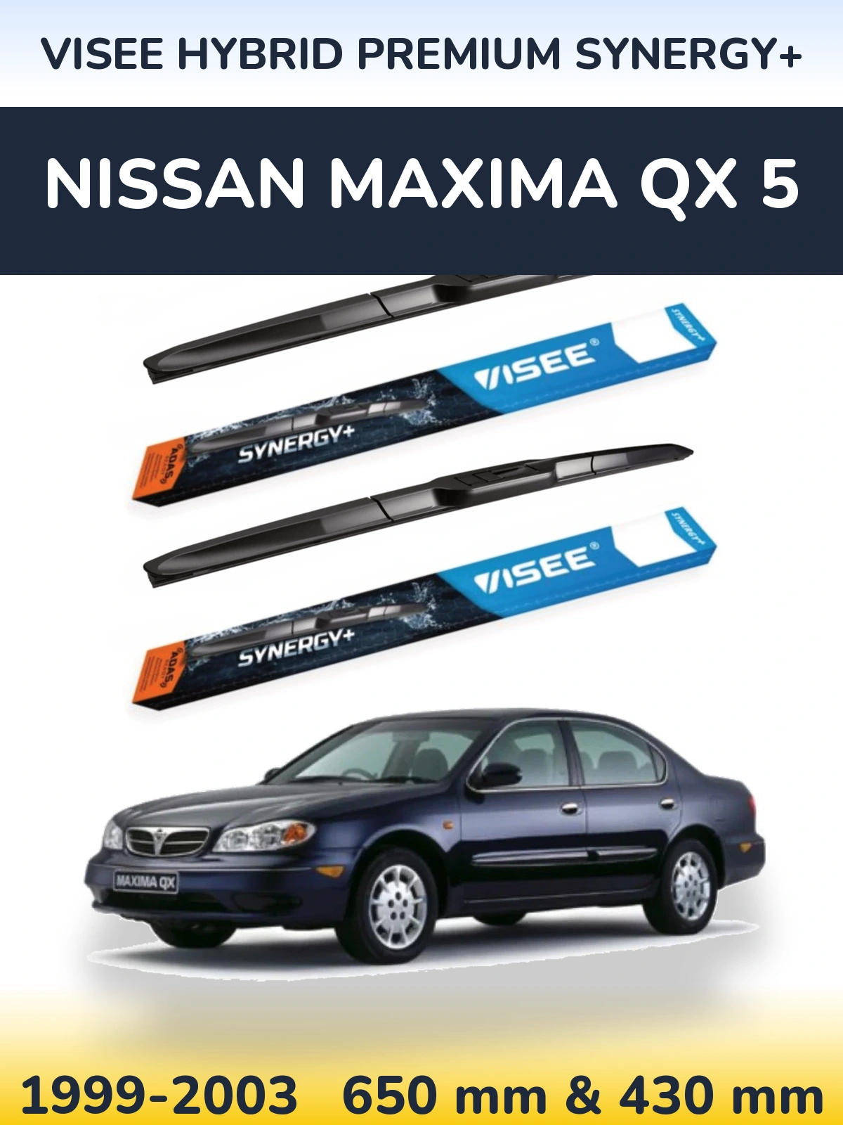 Комплект передних дворников VISEE HYBRID PREMIUM SYNERGY+ 650 & 430 мм для Nissan Maxima QX 5 1999-2003