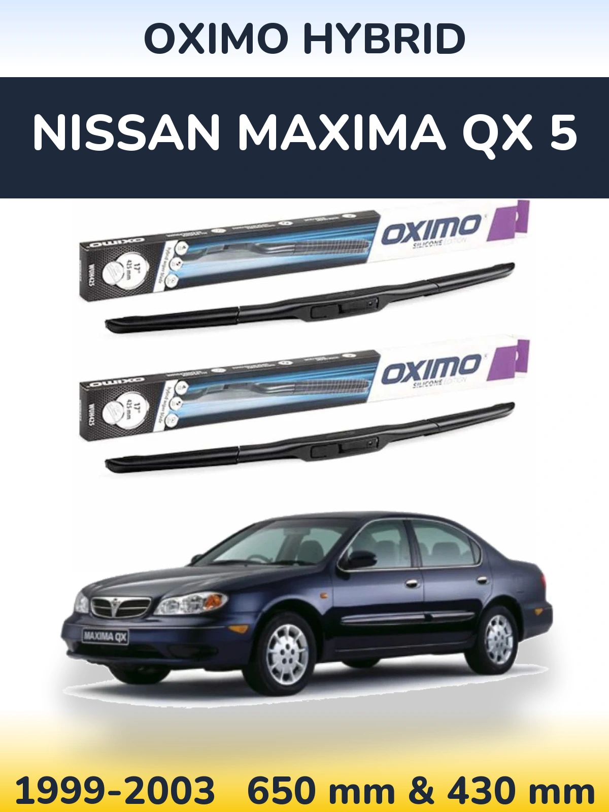 Комплект передних дворников Oximo Hybrid 650 & 430 мм для Nissan Maxima QX 5 1999-2003