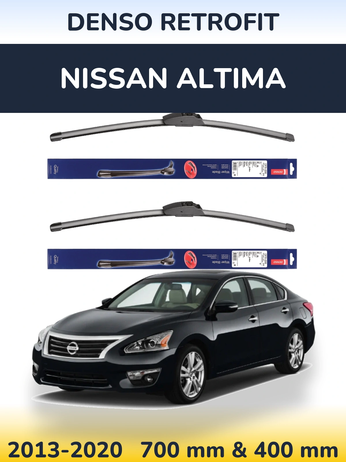 Front wiper blade set Denso Retrofit 700 & 400 mm for Nissan Altima 2013-2020