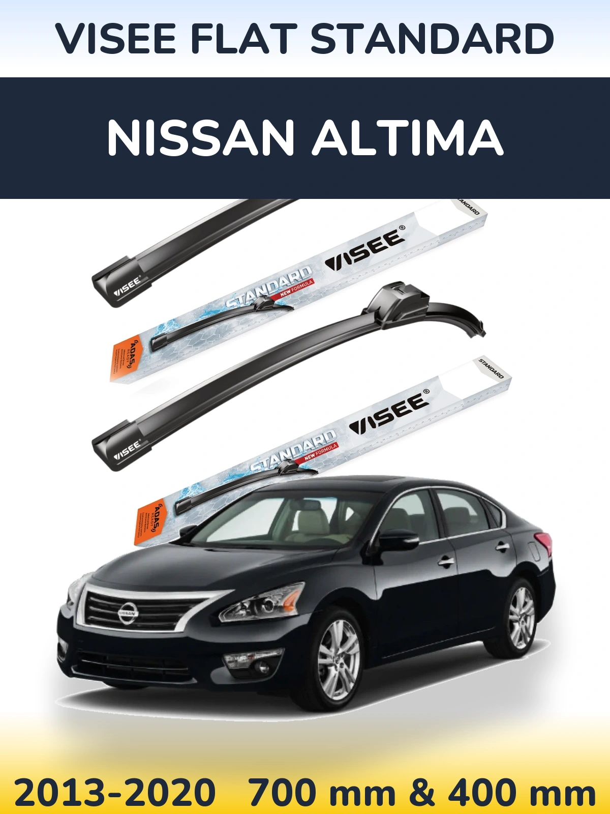 Комплект передніх щіток VISEE FLAT STANDARD 700 & 400 мм для Nissan Altima 2013-2020