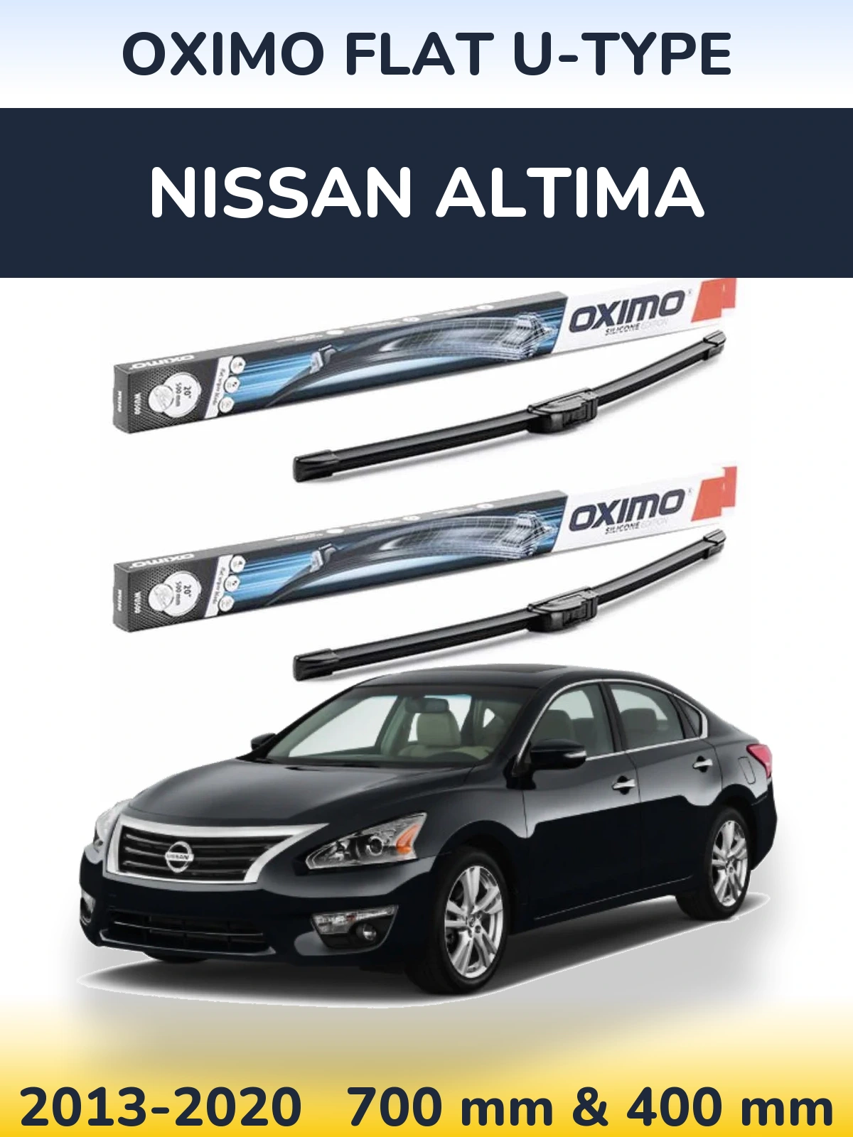 Front wiper blade set Oximo Flat U-type 700 & 400 mm for Nissan Altima 2013-2020