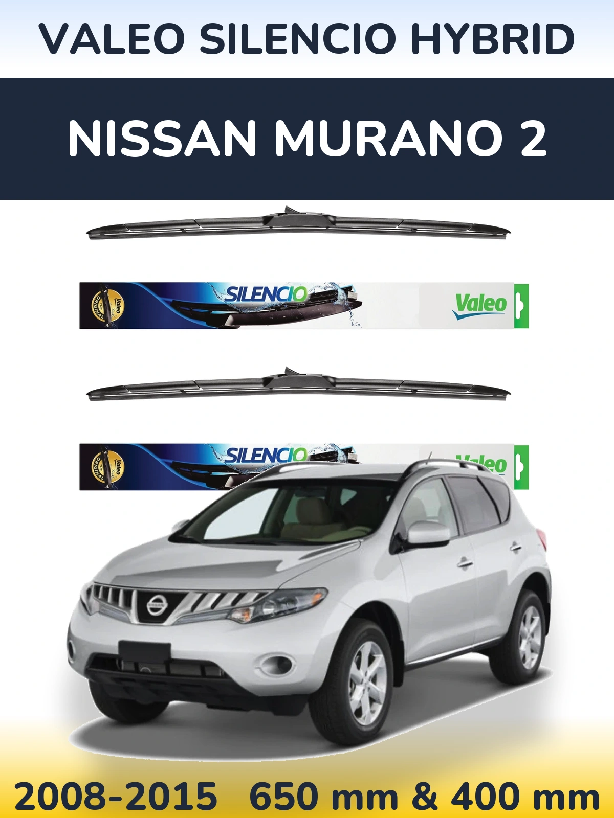 Комплект передніх щіток Valeo Silencio Hybrid 650 & 400 мм для Nissan Murano 2 2008-2015