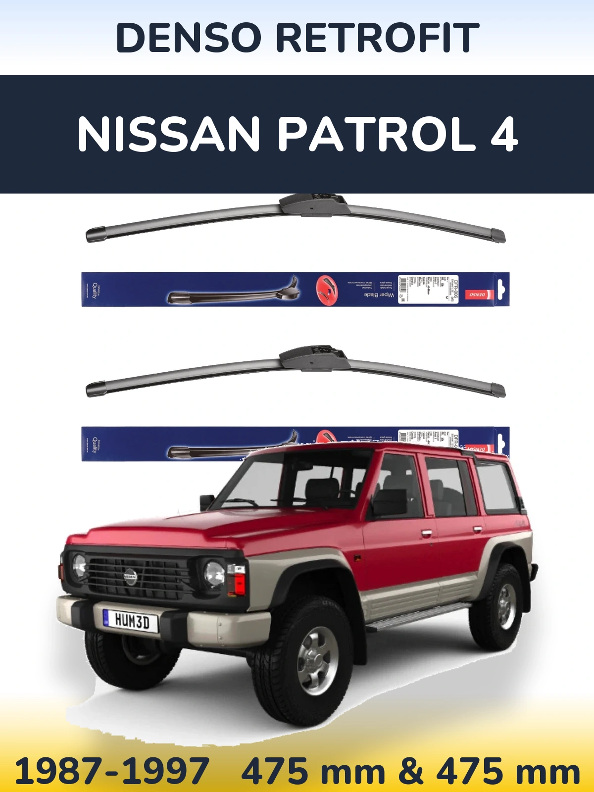 Комплект передніх щіток Denso Retrofit 475 & 475 мм для Nissan Patrol 4 1987-1997