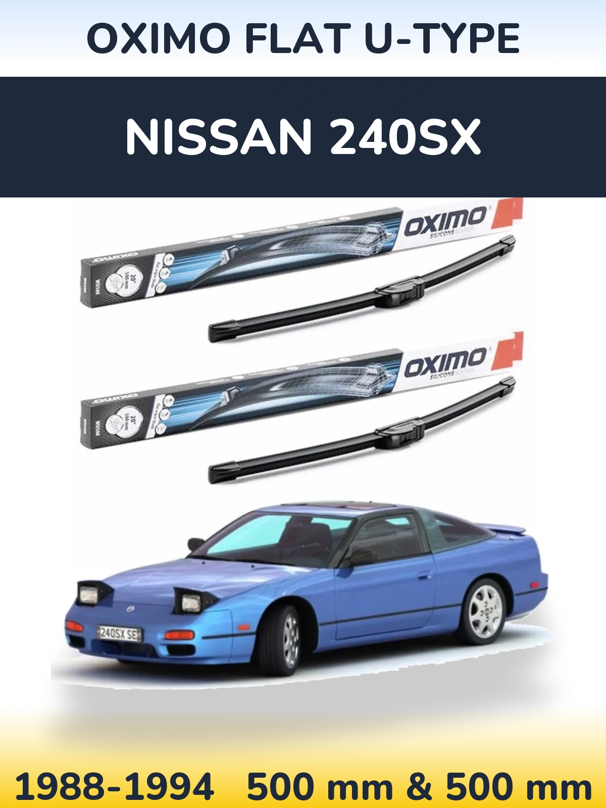 Комплект передних дворников Oximo Flat U-type 500 & 500 мм для Nissan 240SX 1988-1994