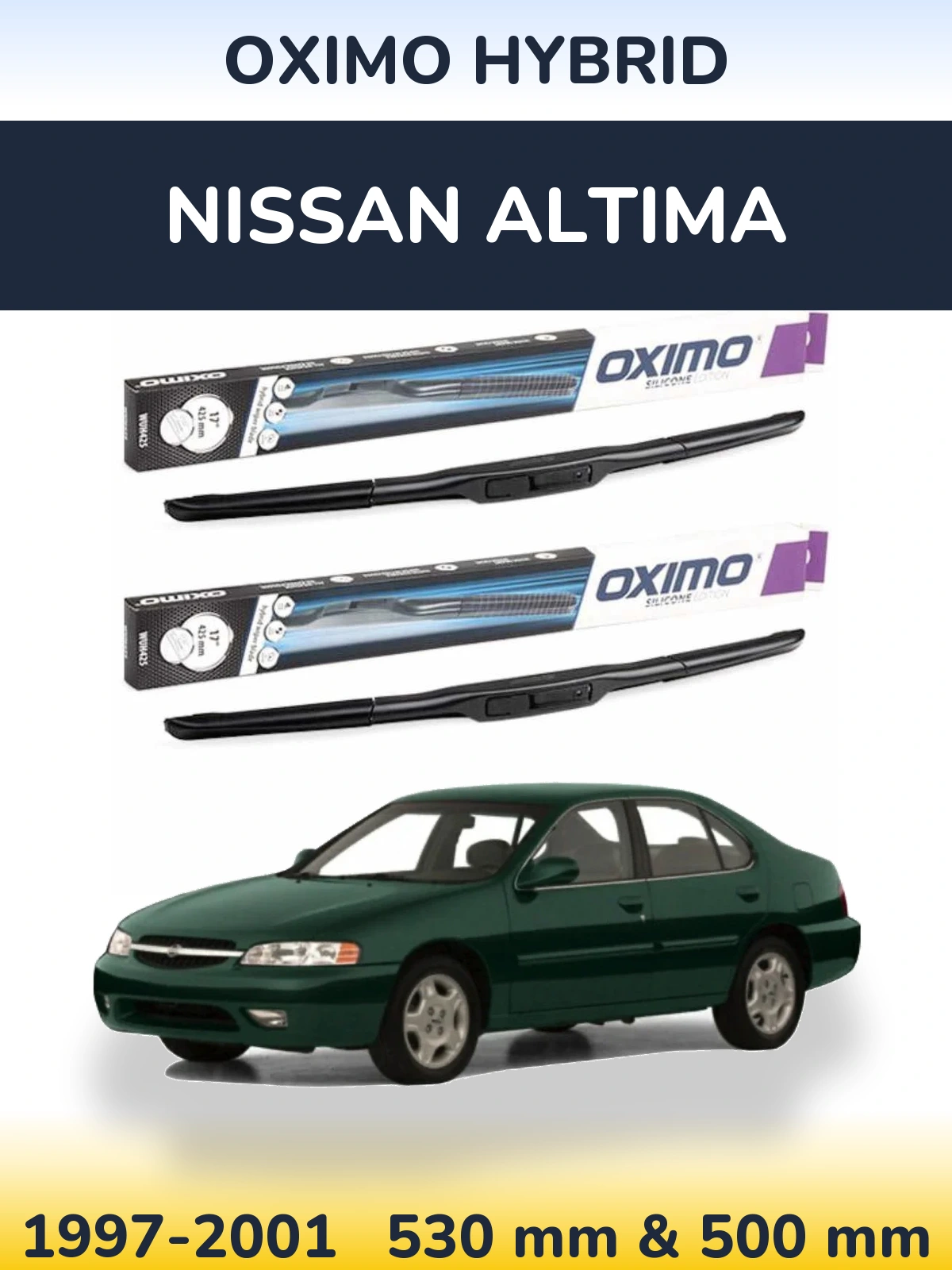 Комплект передніх щіток Oximo Hybrid 530 & 500 мм для Nissan Altima 1997-2001