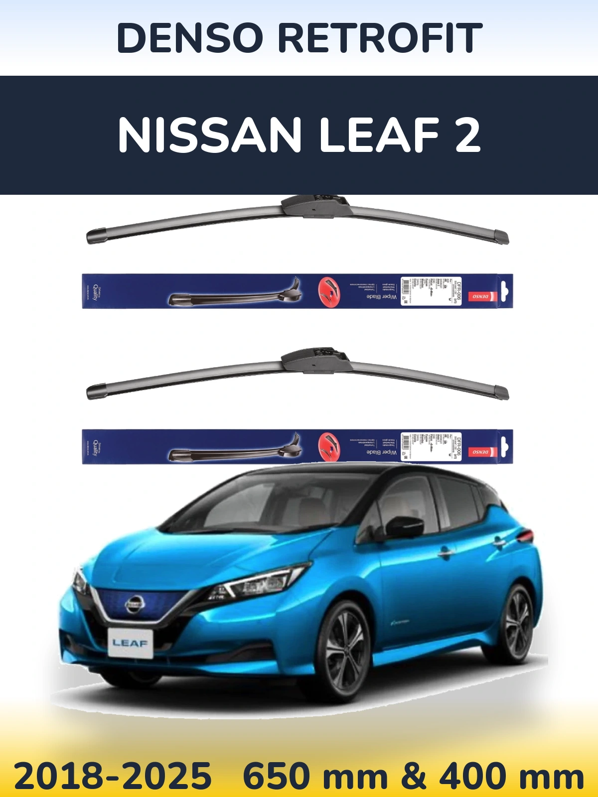 Комплект передних дворников Denso Retrofit 650 & 400 мм для Nissan Leaf 2 2018-2025