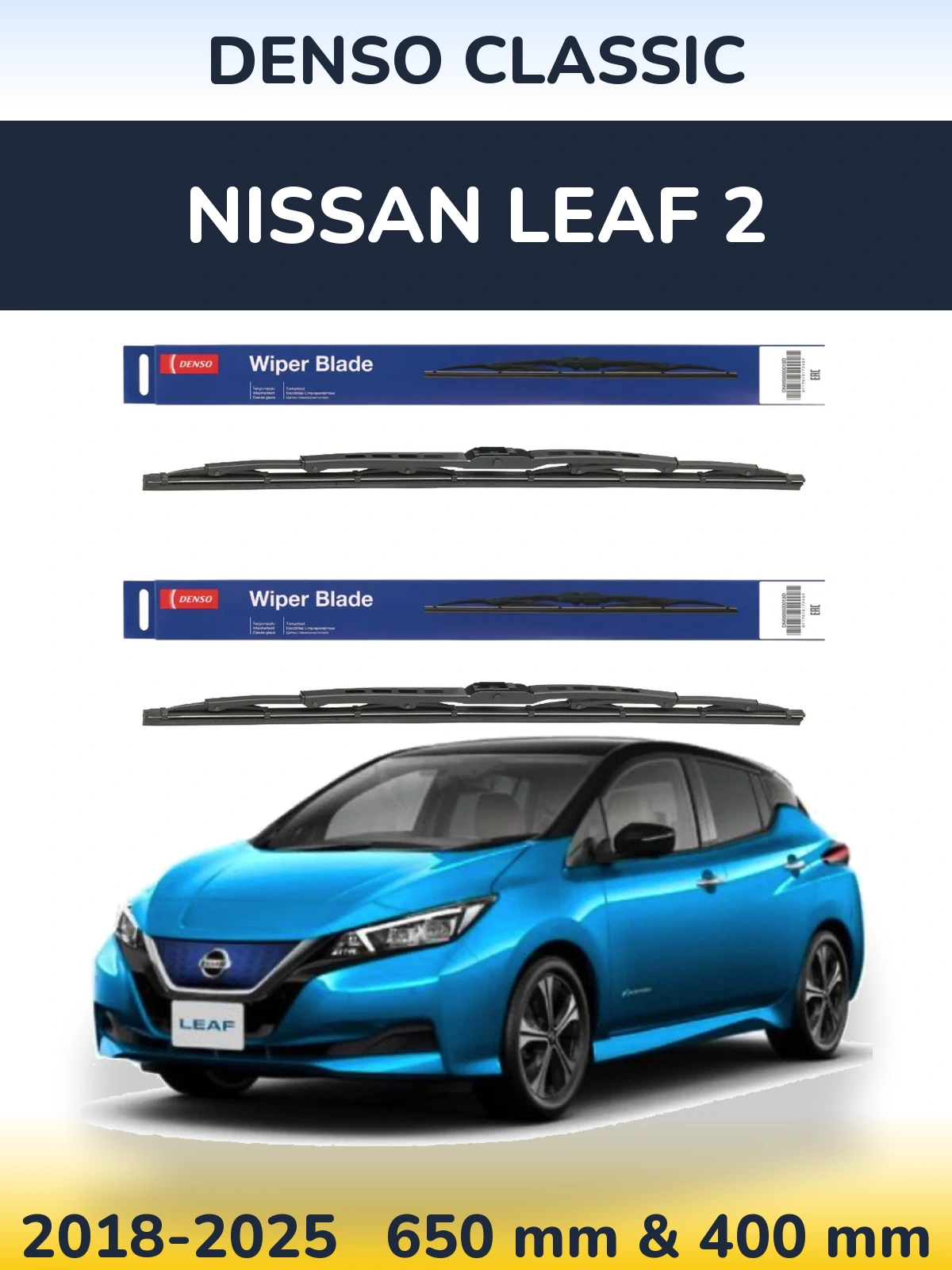 Front wiper blade set Denso Classic 650 & 400 mm for Nissan Leaf 2 2018-2025