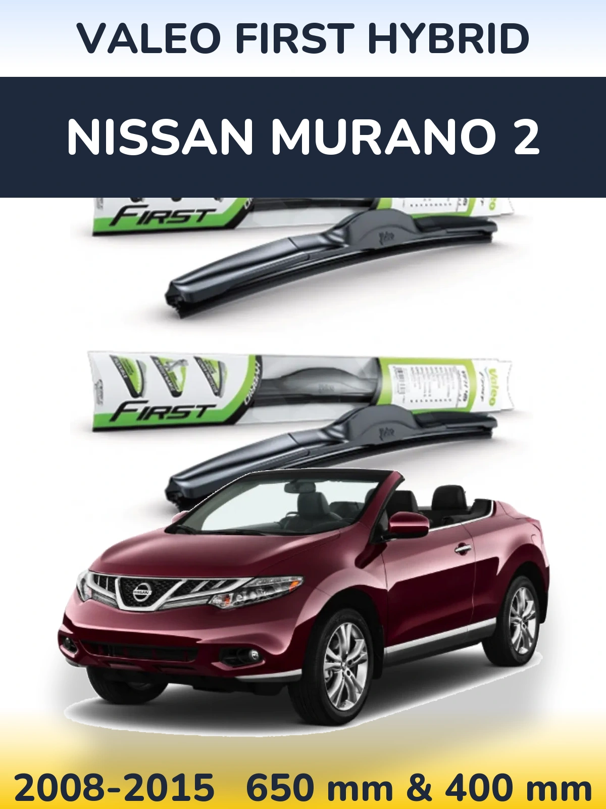 Front wiper blade set Valeo First Hybrid 650 & 400 mm for Nissan Murano 2 2008-2015