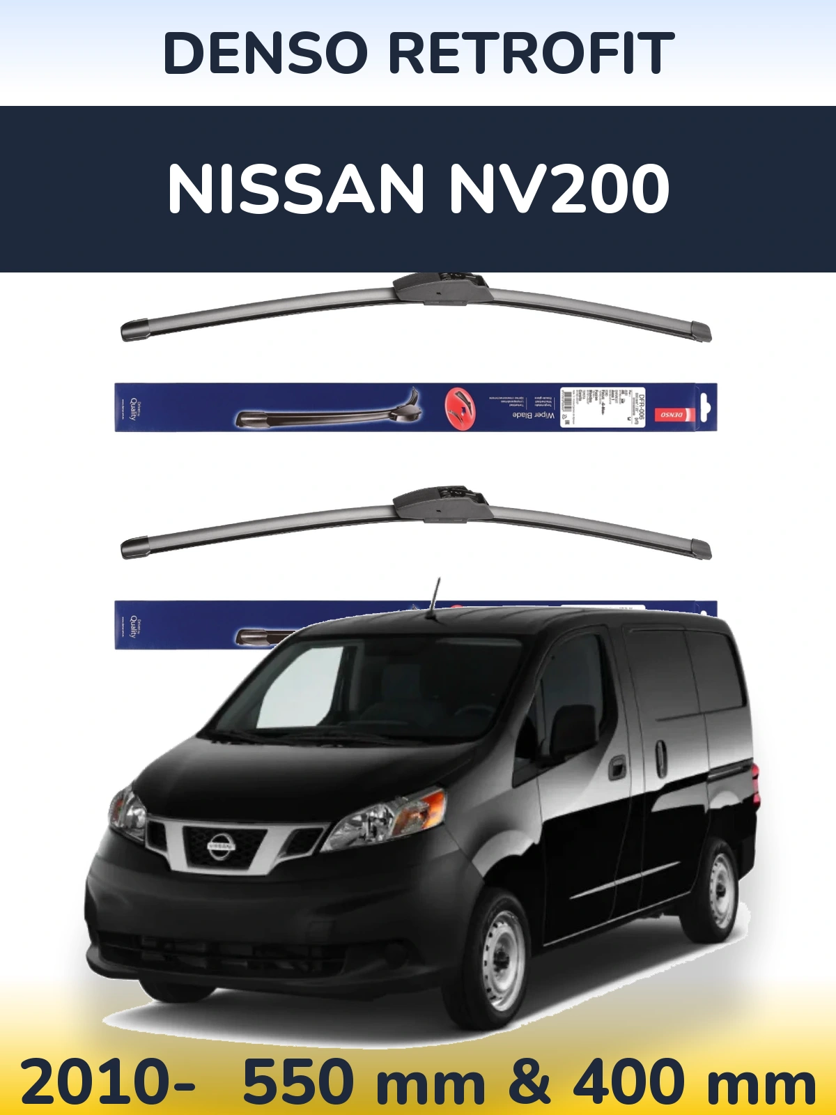 Комплект передних дворников Denso Retrofit 550 & 400 мм для Nissan NV200 2010-2026