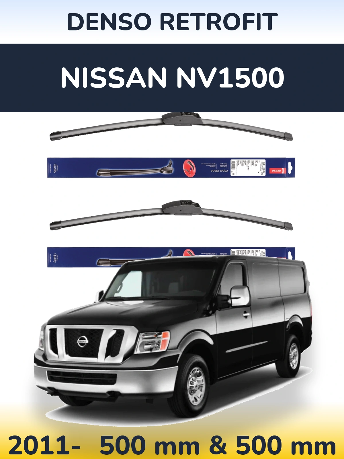 Комплект передних дворников Denso Retrofit 500 & 500 мм для Nissan NV1500 2011-2026