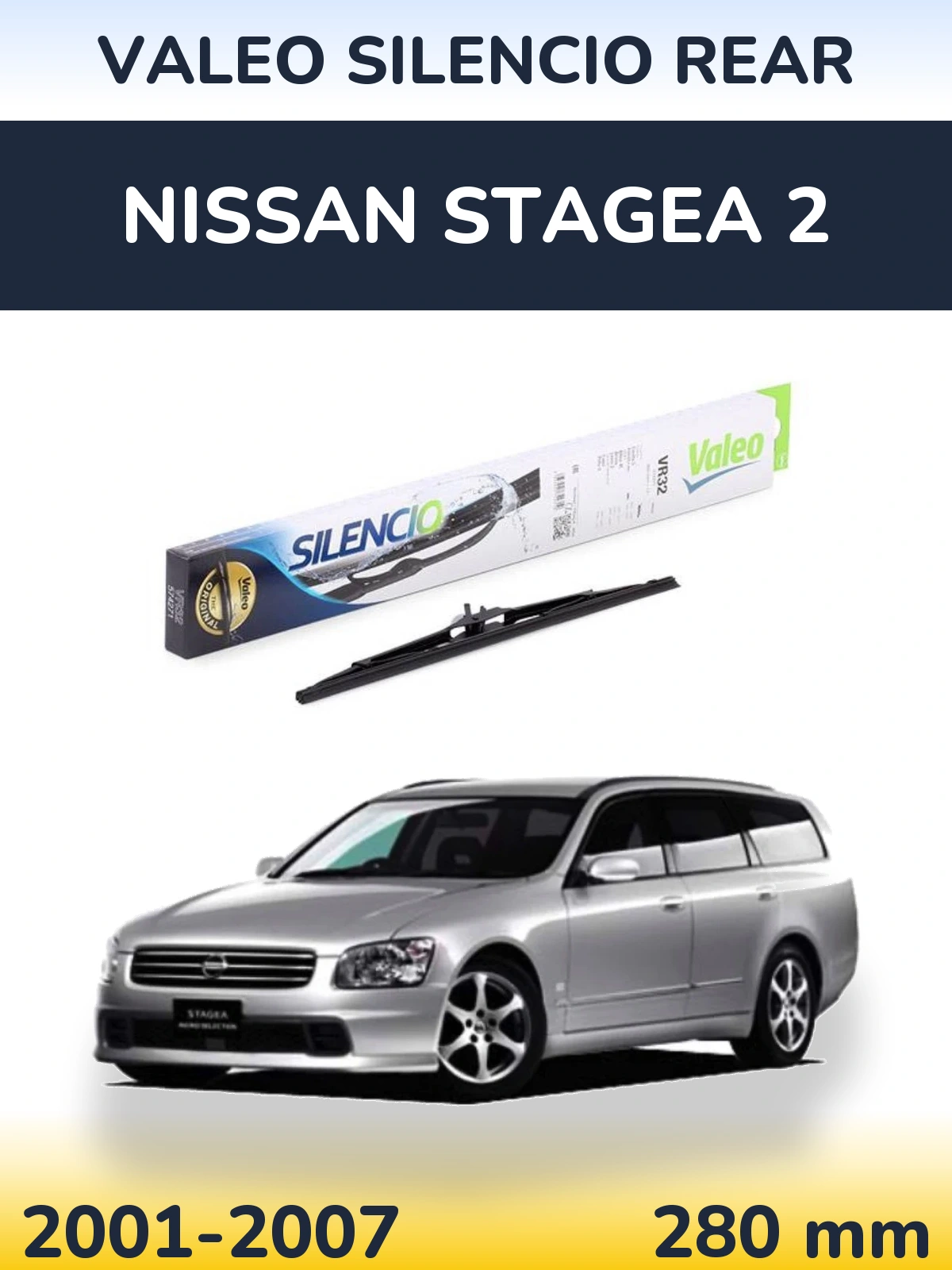 Rear wiper blade Valeo Silencio Rear 280 mm for Nissan Stagea 2 2001-2007