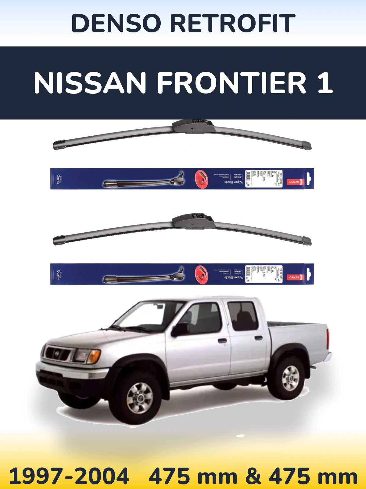 Front wiper blade set Denso Retrofit 475 & 475 mm for Nissan Frontier 1 1997-2004