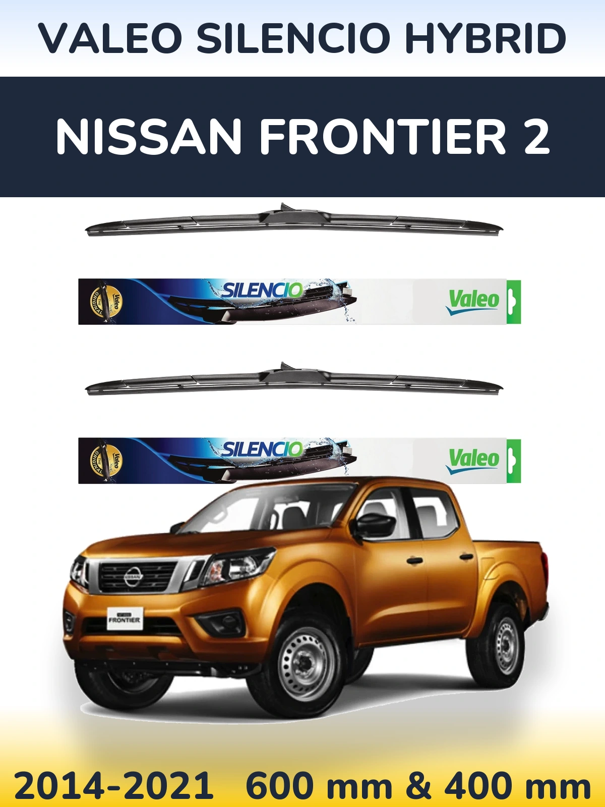 Комплект передних дворников Valeo Silencio Hybrid 600 & 400 мм для Nissan Frontier 2 2014-2021
