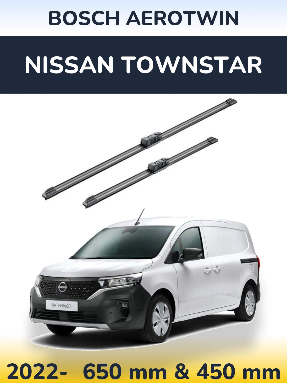 Комплект передніх щіток BOSCH AeroTwin 650 & 450 мм для Nissan Townstar 2022-2026