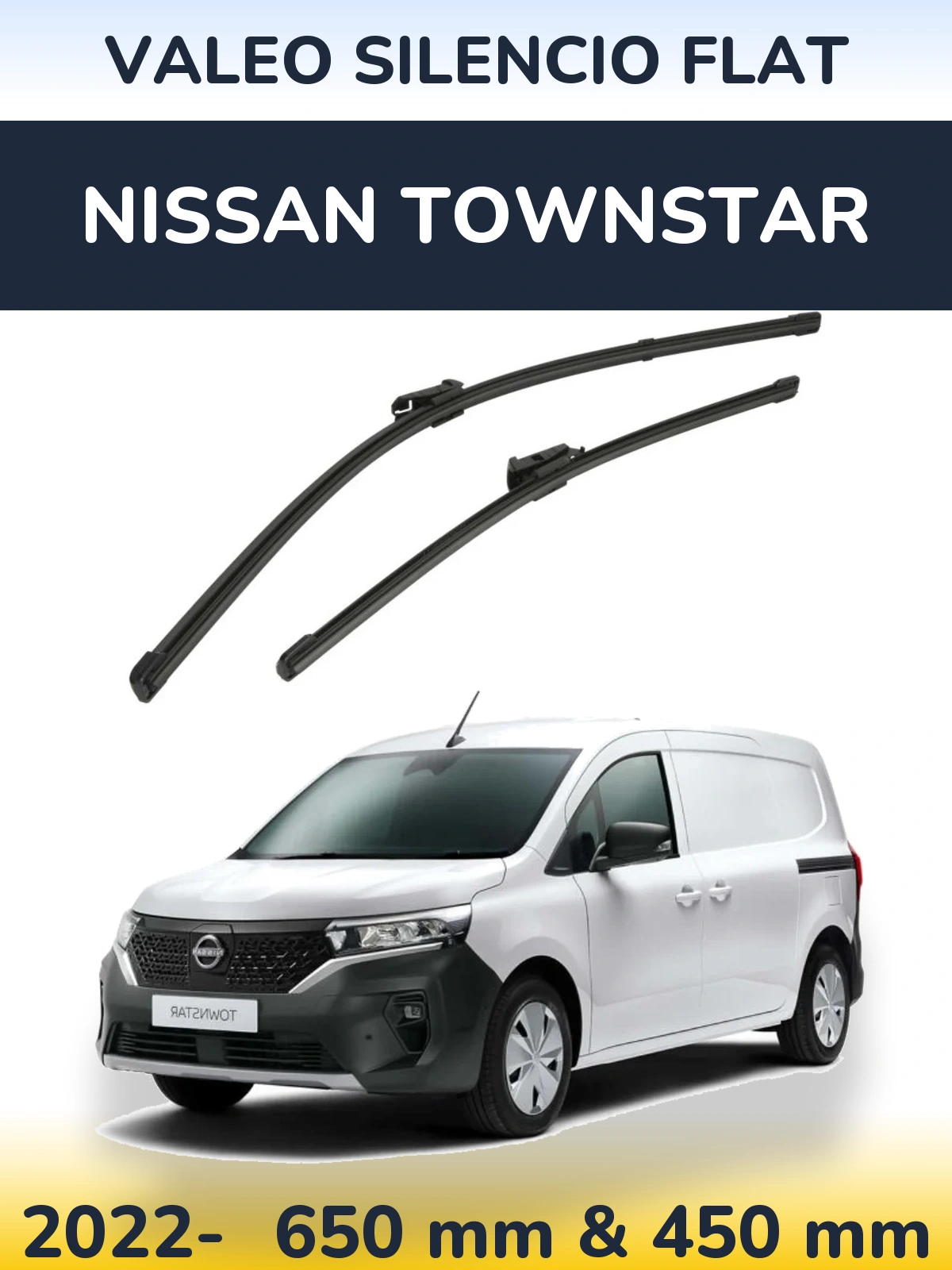 Комплект передніх щіток Valeo Silencio Flat 650 & 450 мм для Nissan Townstar 2022-2026