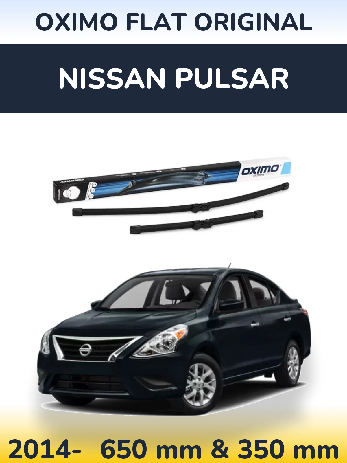 Front wiper blade set Oximo Flat Original 650 & 350 mm for Nissan Pulsar 2014-2026