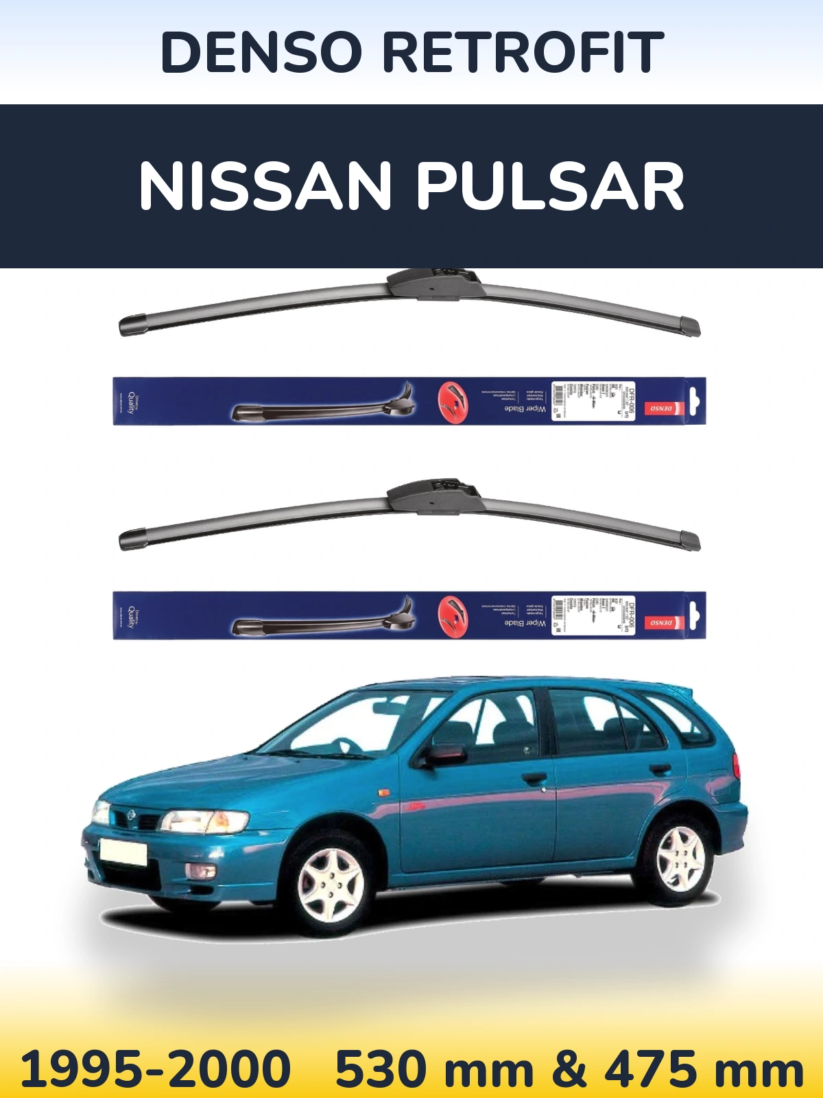 Комплект передних дворников Denso Retrofit 530 & 475 мм для Nissan Pulsar 1995-2000
