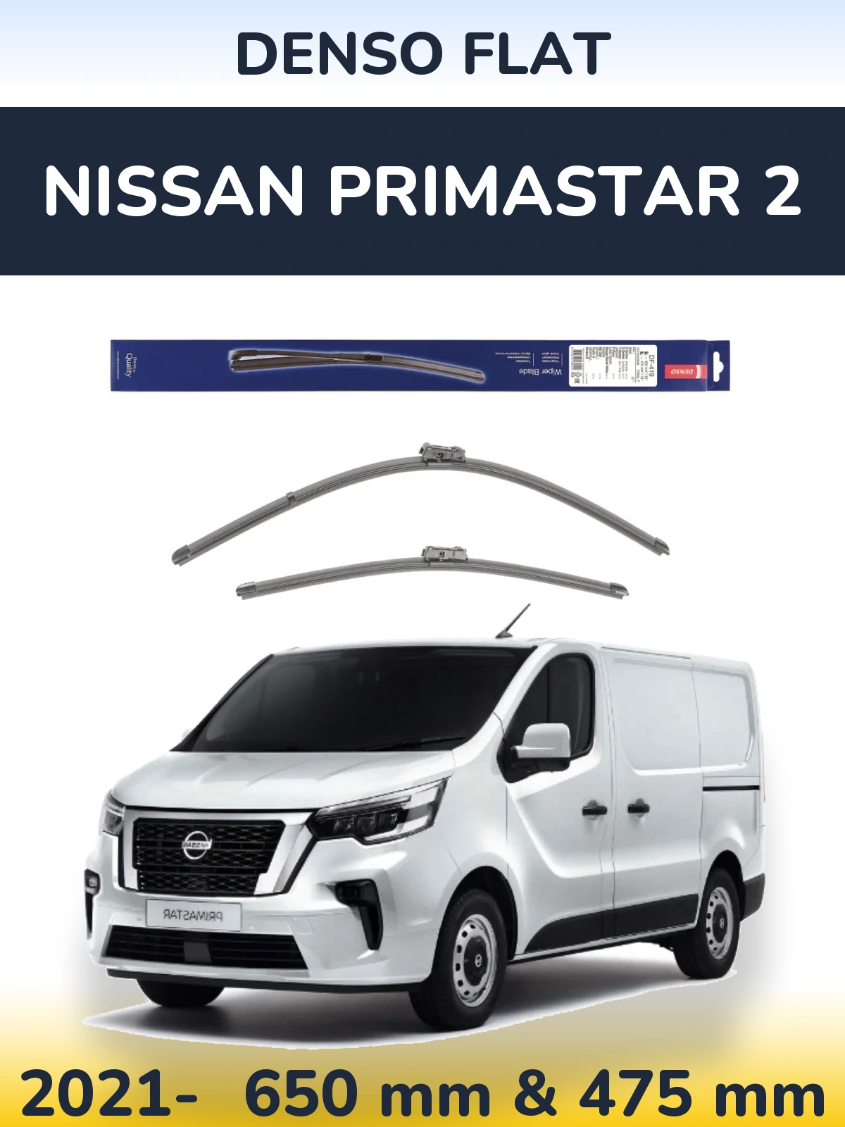 Комплект передних дворников Denso Flat 650 & 475 мм для Nissan Primastar 2 2021-2026