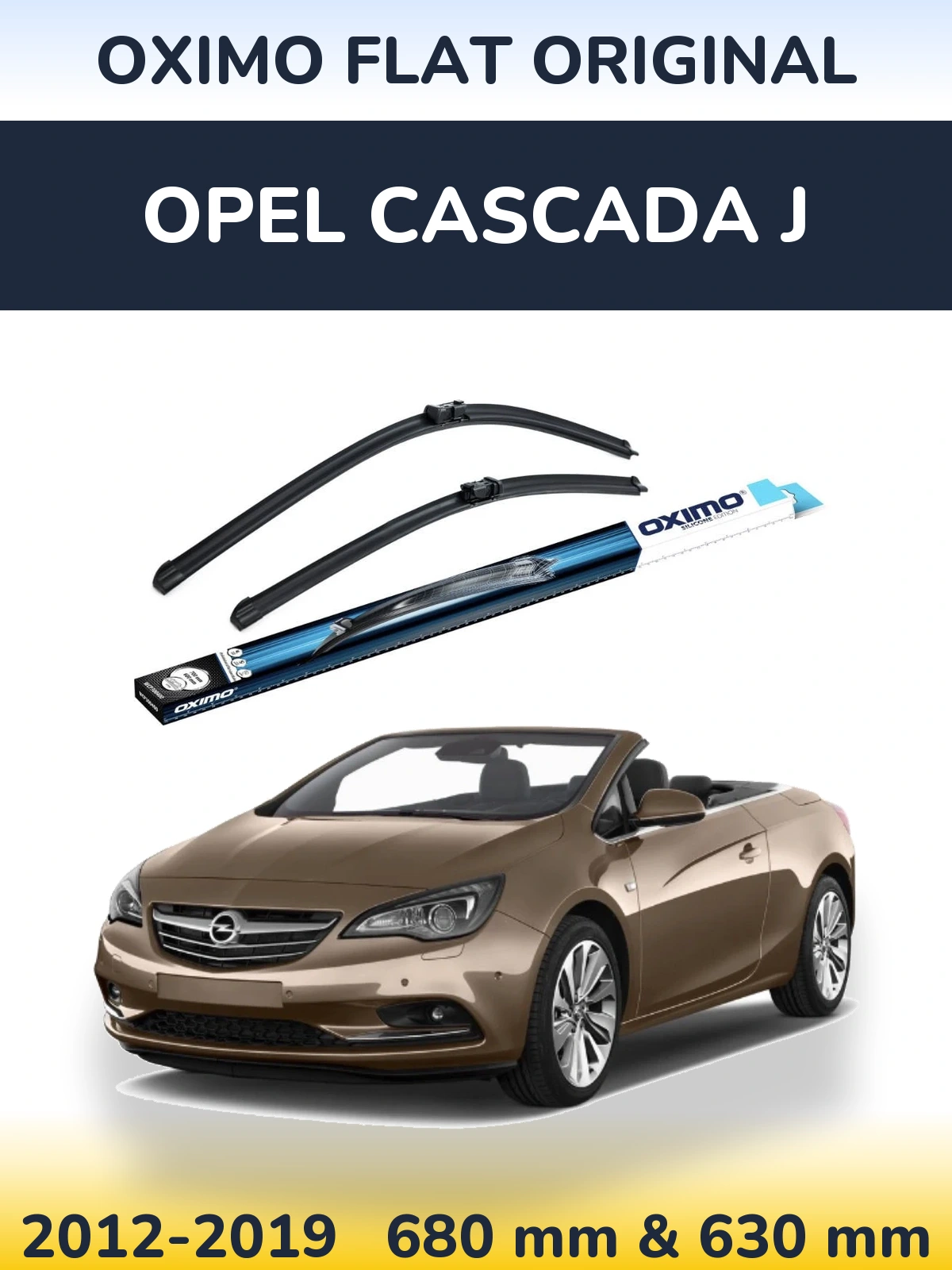 Front wiper blade set Oximo Flat Original 680 & 630 mm for Opel Cascada J 2012-2019