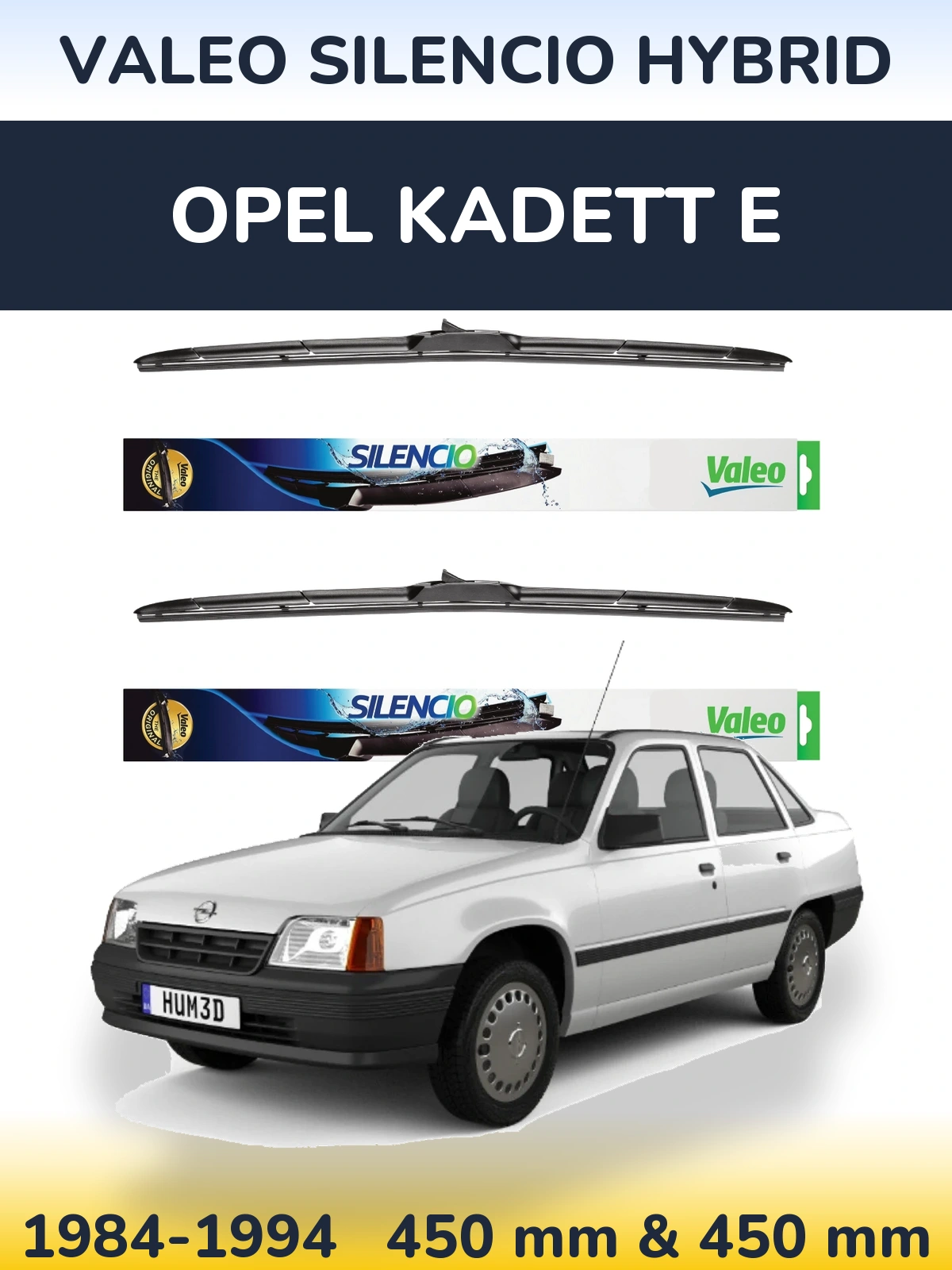 Комплект передніх щіток Valeo Silencio Hybrid 450 & 450 мм для Opel Kadett E 1984-1994