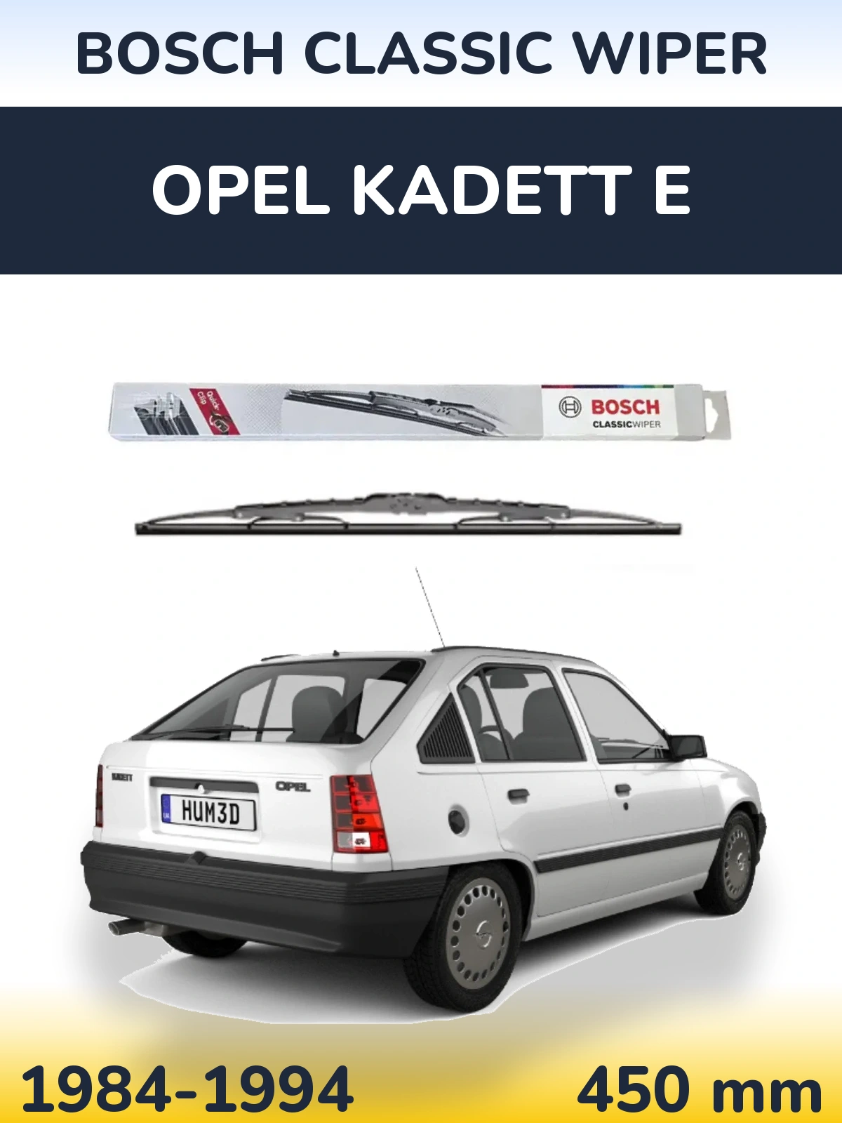 Rear wiper blade BOSCH Classic Wiper 450 mm for Opel Kadett E 1984-1994