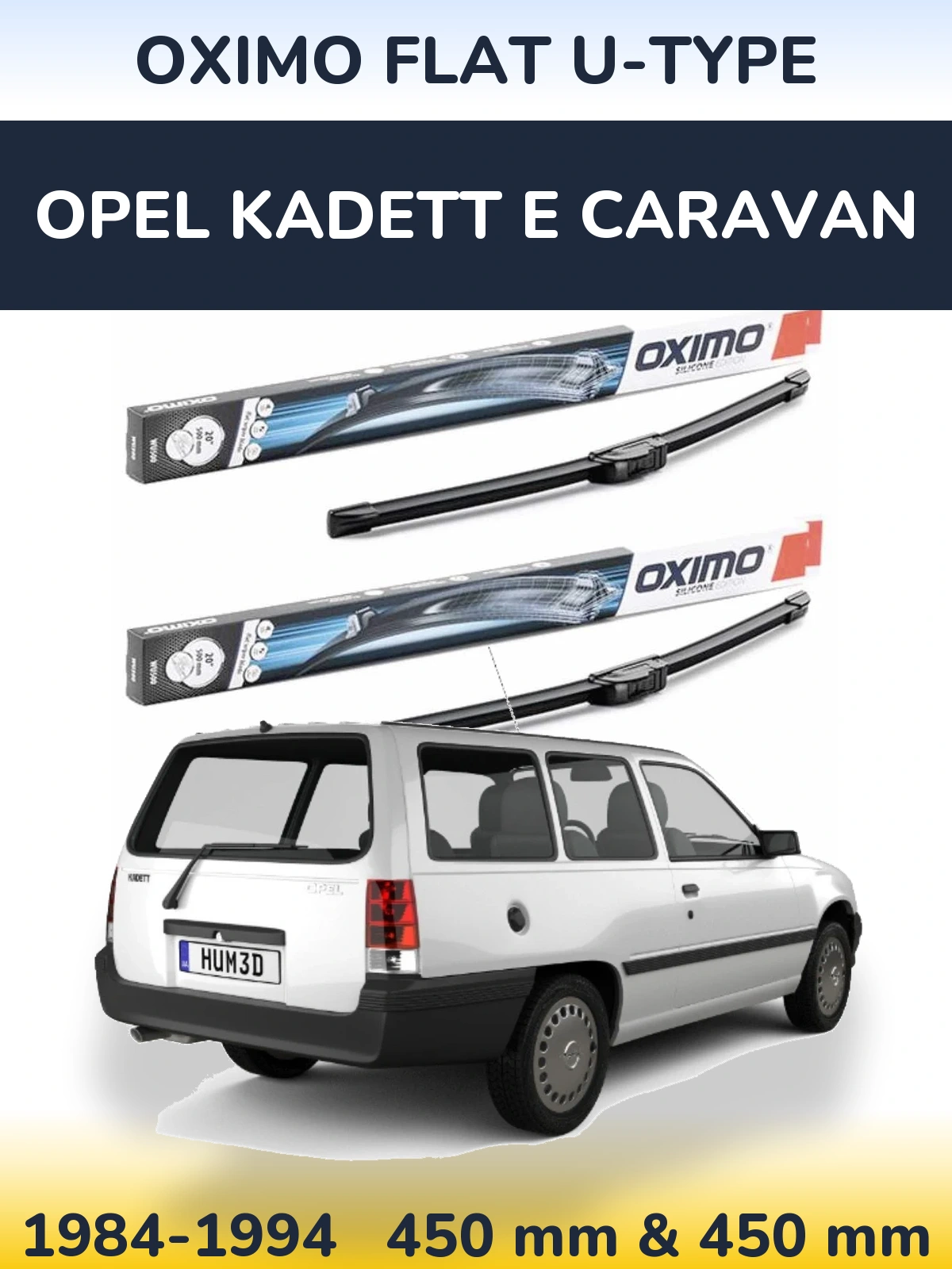 Комплект передних дворников Oximo Flat U-type 450 & 450 мм для Opel Kadett E Caravan 1984-1994