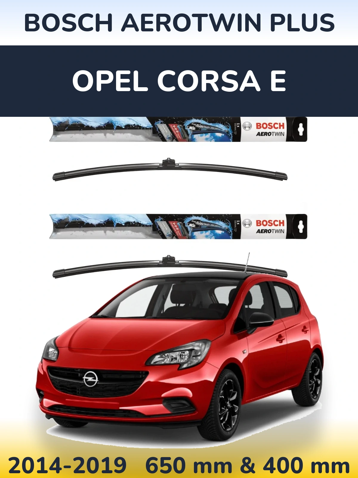 Комплект передних дворников BOSCH AeroTwin Plus 650 & 400 мм для Opel Corsa E 2014-2019