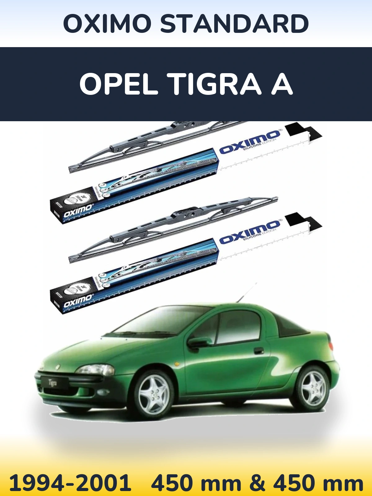 Комплект передних дворников Oximo Standard 450 & 450 мм для Opel Tigra A 1994-2001