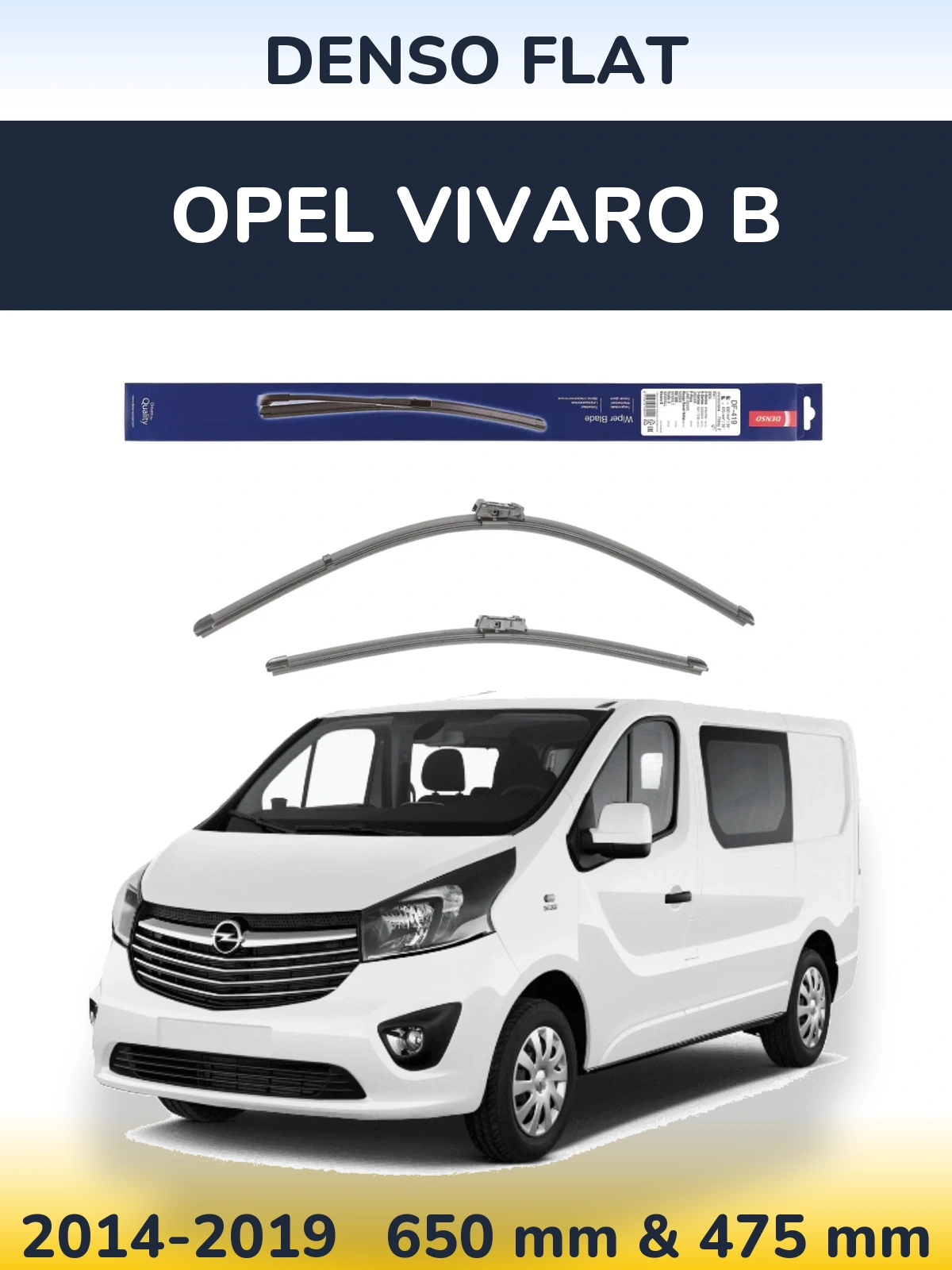 Комплект передніх щіток Denso Flat 650 & 475 мм для Opel Vivaro B 2014-2019