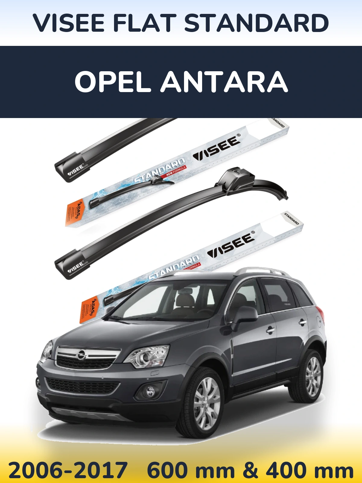 Комплект передних дворников VISEE FLAT STANDARD 600 & 400 мм для Opel Antara 2006-2017