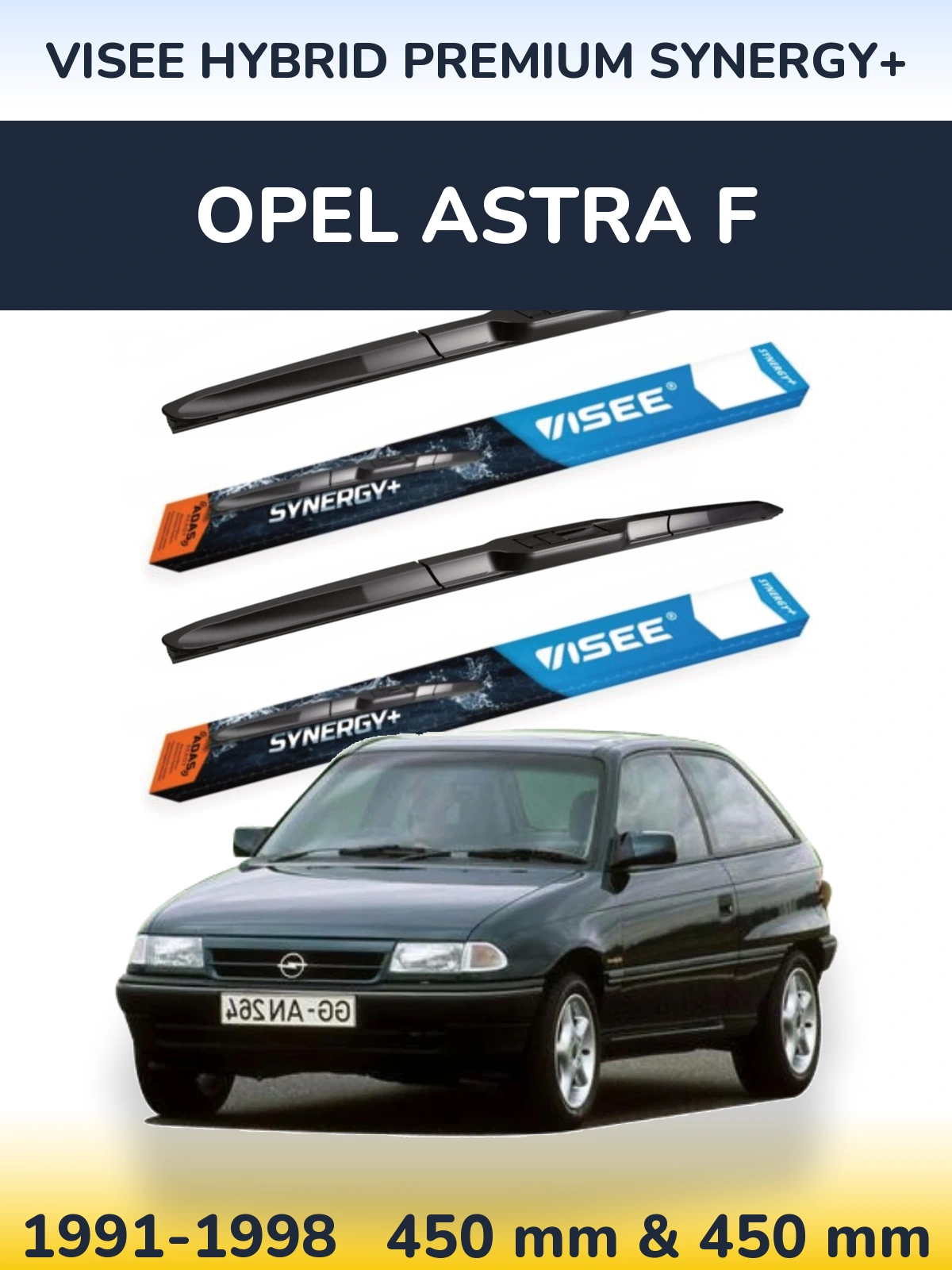 Комплект передних дворников VISEE HYBRID PREMIUM SYNERGY+ 450 & 450 мм для Opel Astra F 1991-1998