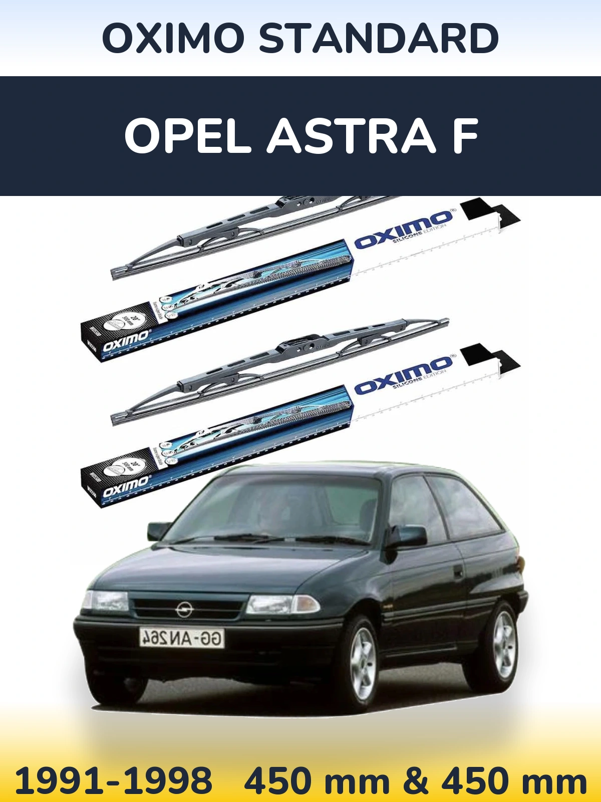 Комплект передніх щіток Oximo Standard 450 & 450 мм для Opel Astra F 1991-1998