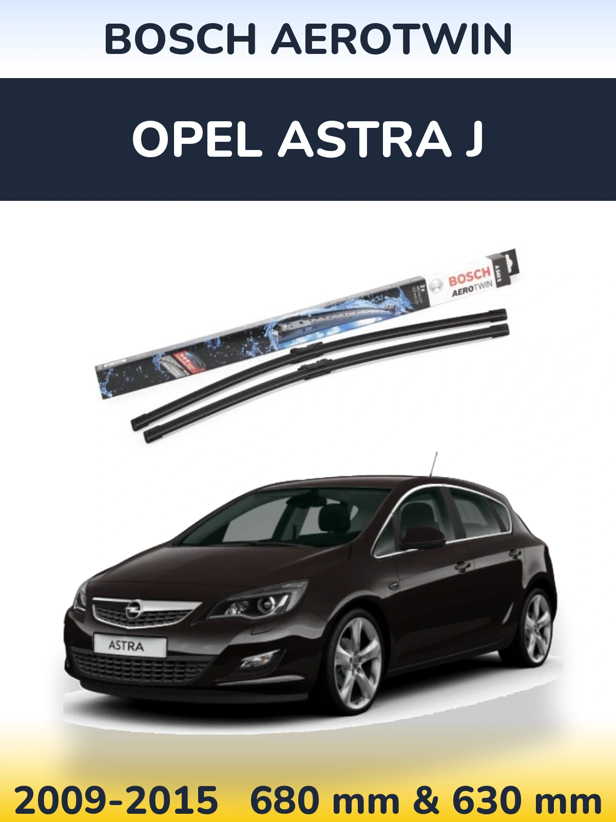 Комплект передніх щіток BOSCH AeroTwin 675 & 625 мм для Opel Astra J 2009-2015