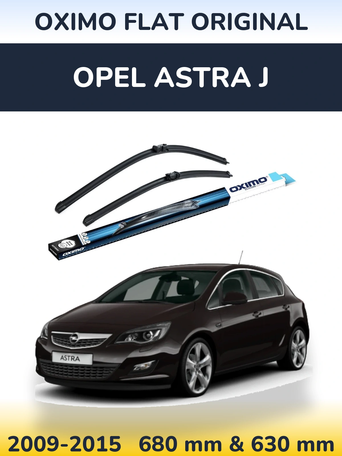 Front wiper blade set Oximo Flat Original 680 & 630 mm for Opel Astra J 2009-2015