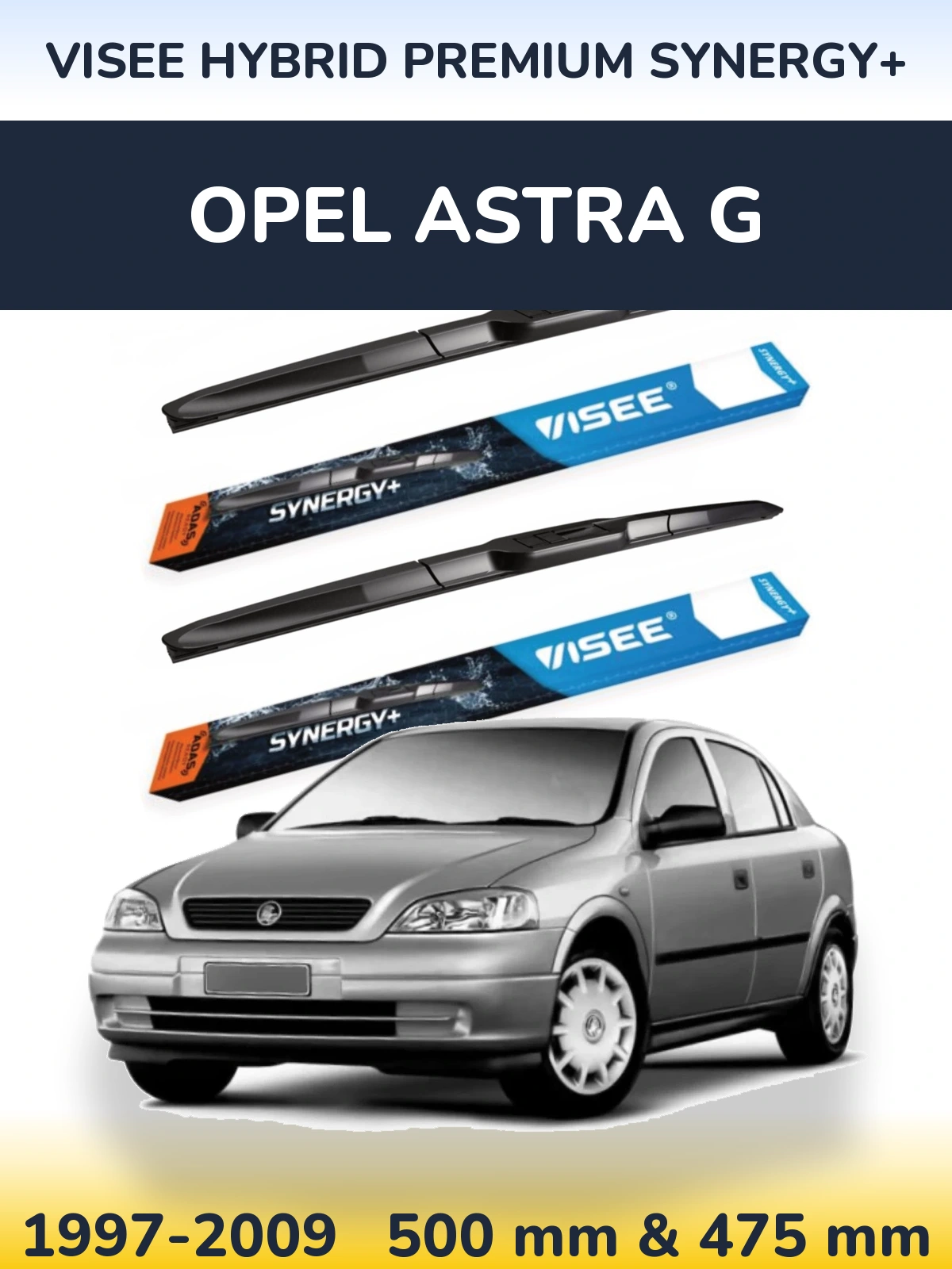 Комплект передних дворников VISEE HYBRID PREMIUM SYNERGY+ 500 & 475 мм для Opel Astra G 1997-2009
