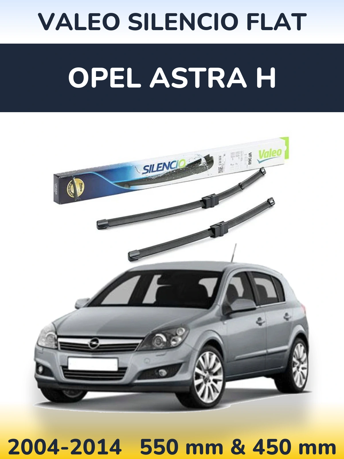 Комплект передніх щіток Valeo Silencio Flat 550 & 450 мм для Opel Astra H 2004-2014