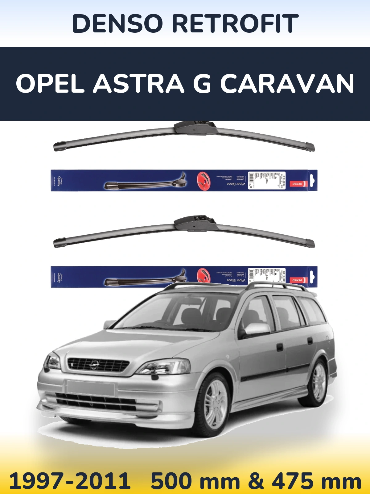 Комплект передніх щіток Denso Retrofit 500 & 475 мм для Opel Astra G Caravan 1997-2011