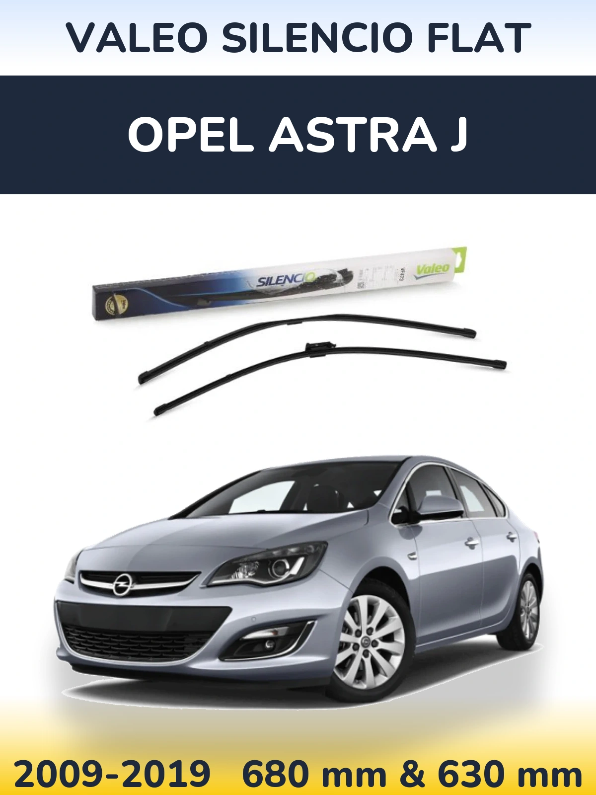 Комплект передних дворников Valeo Silencio Flat 650 & 650 мм для Opel Astra J 2009-2019