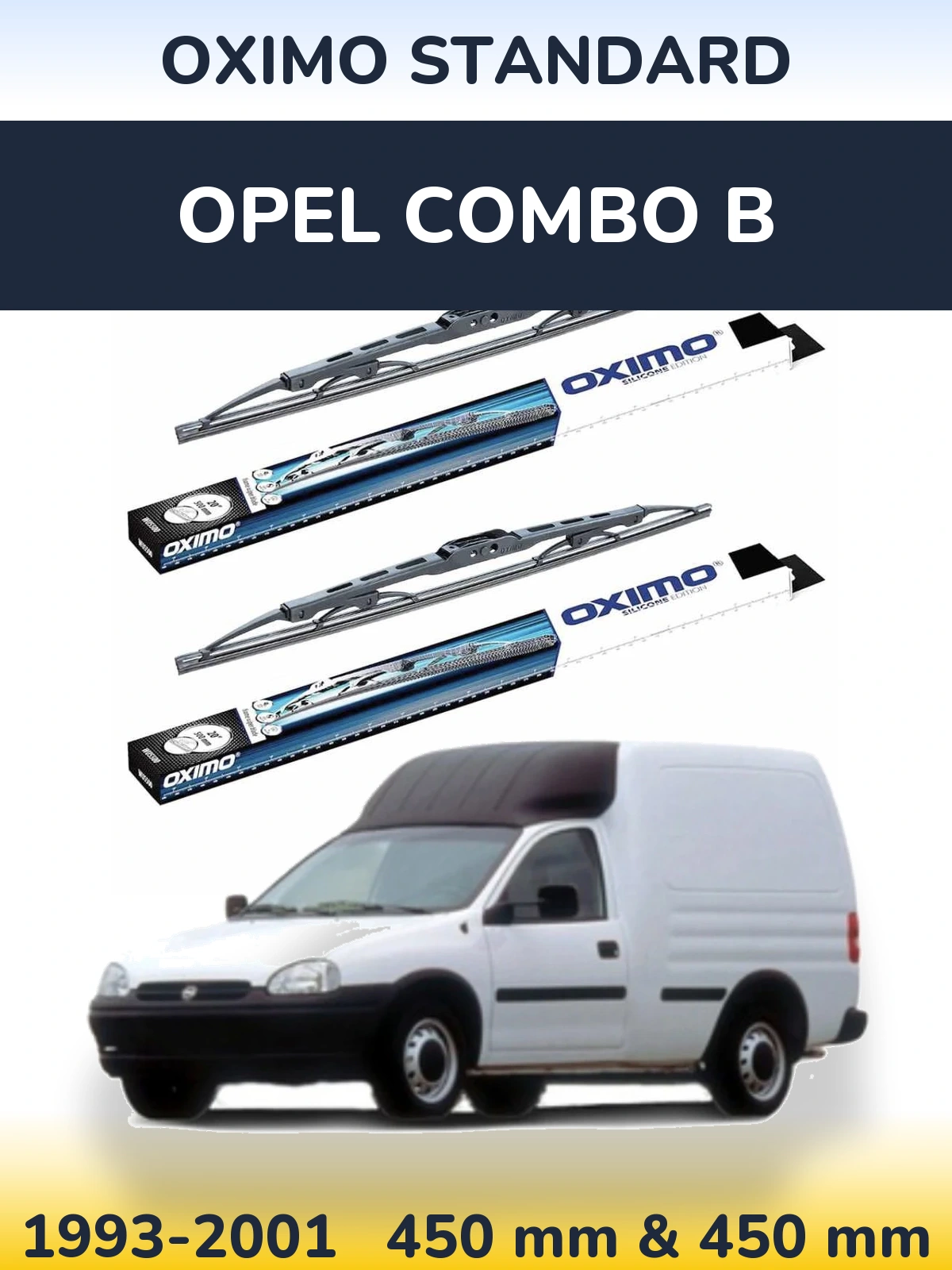 Комплект передних дворников Oximo Standard 450 & 450 мм для Opel Combo B 1993-2001