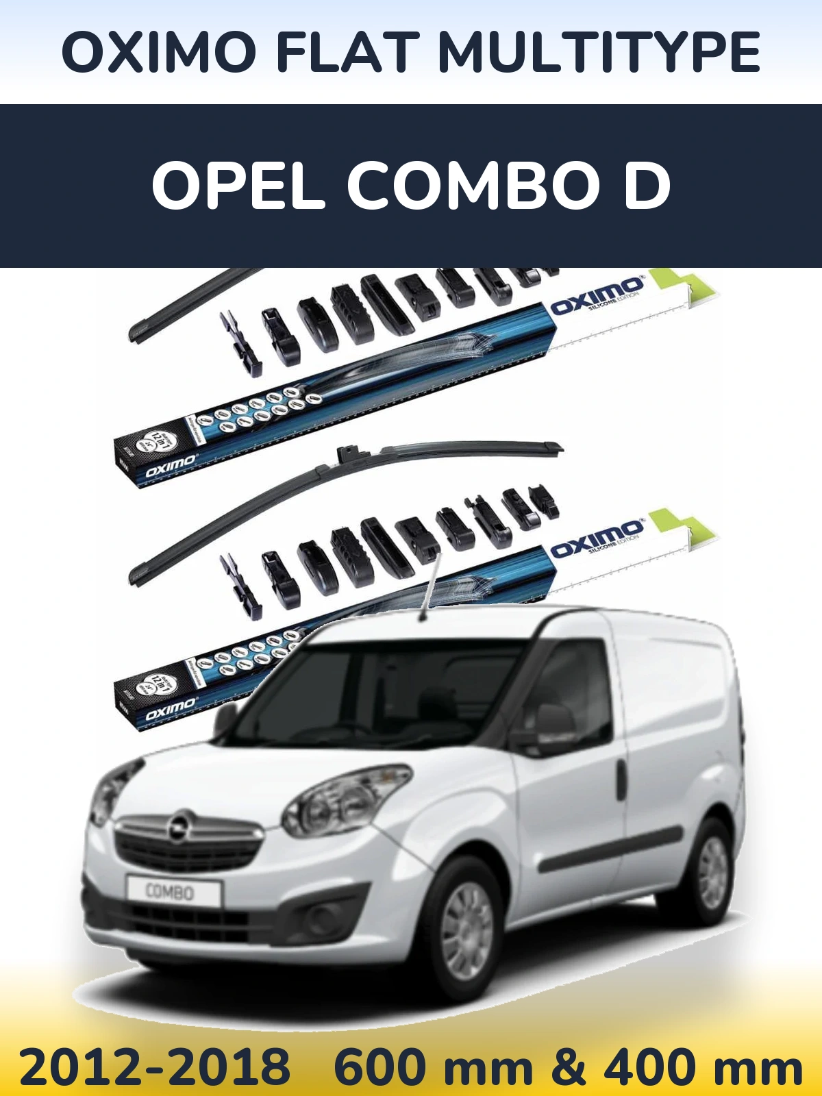 Front wiper blade set Oximo Flat MultiTypee 600 & 400 mm for Opel Combo D 2012-2018