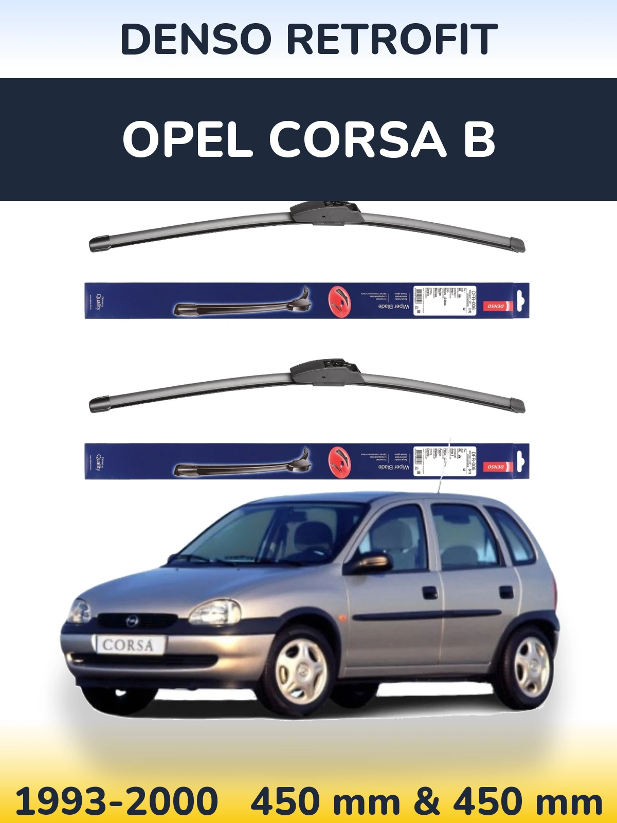 Комплект передних дворников Denso Retrofit 450 & 450 мм для Opel Corsa B 1993-2000