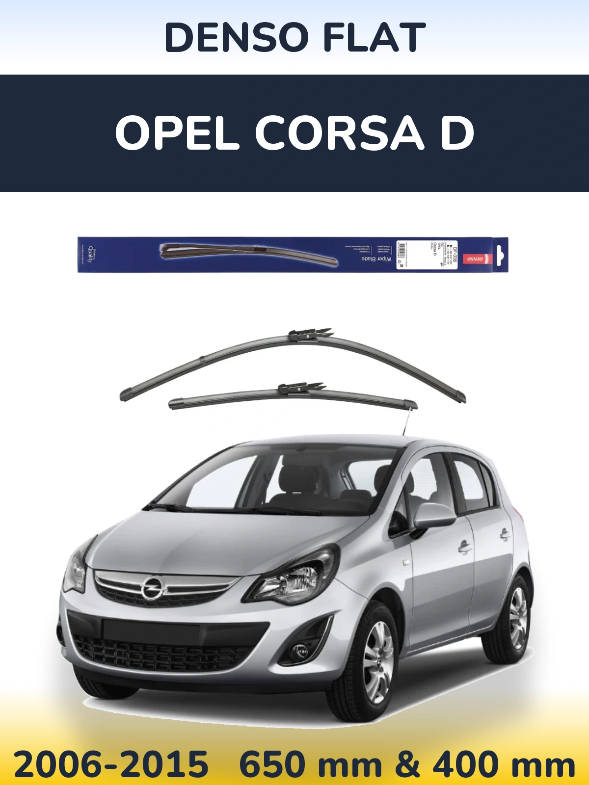 Front wiper blade set Denso Flat 650 & 400 mm for Opel Corsa D 2006-2015